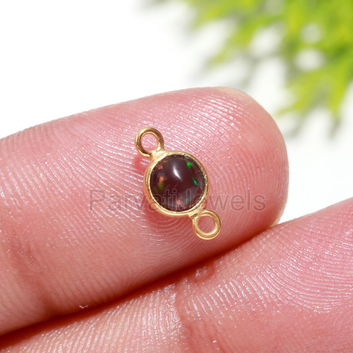 Natural Ethiopian Opal Connector, 18k Solid Gold Connector, Fire Opal Connector, Gold Pendant Connector, Gold Jewelry Connector