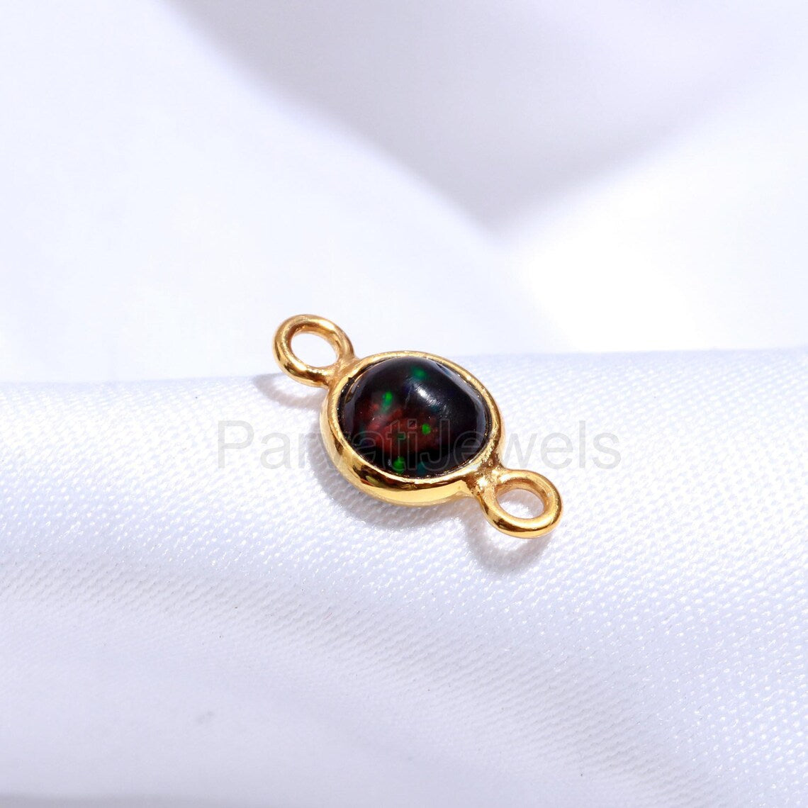 Natural Ethiopian Opal Connector, 18k Solid Gold Connector, Fire Opal Connector, Gold Pendant Connector, Gold Jewelry Connector