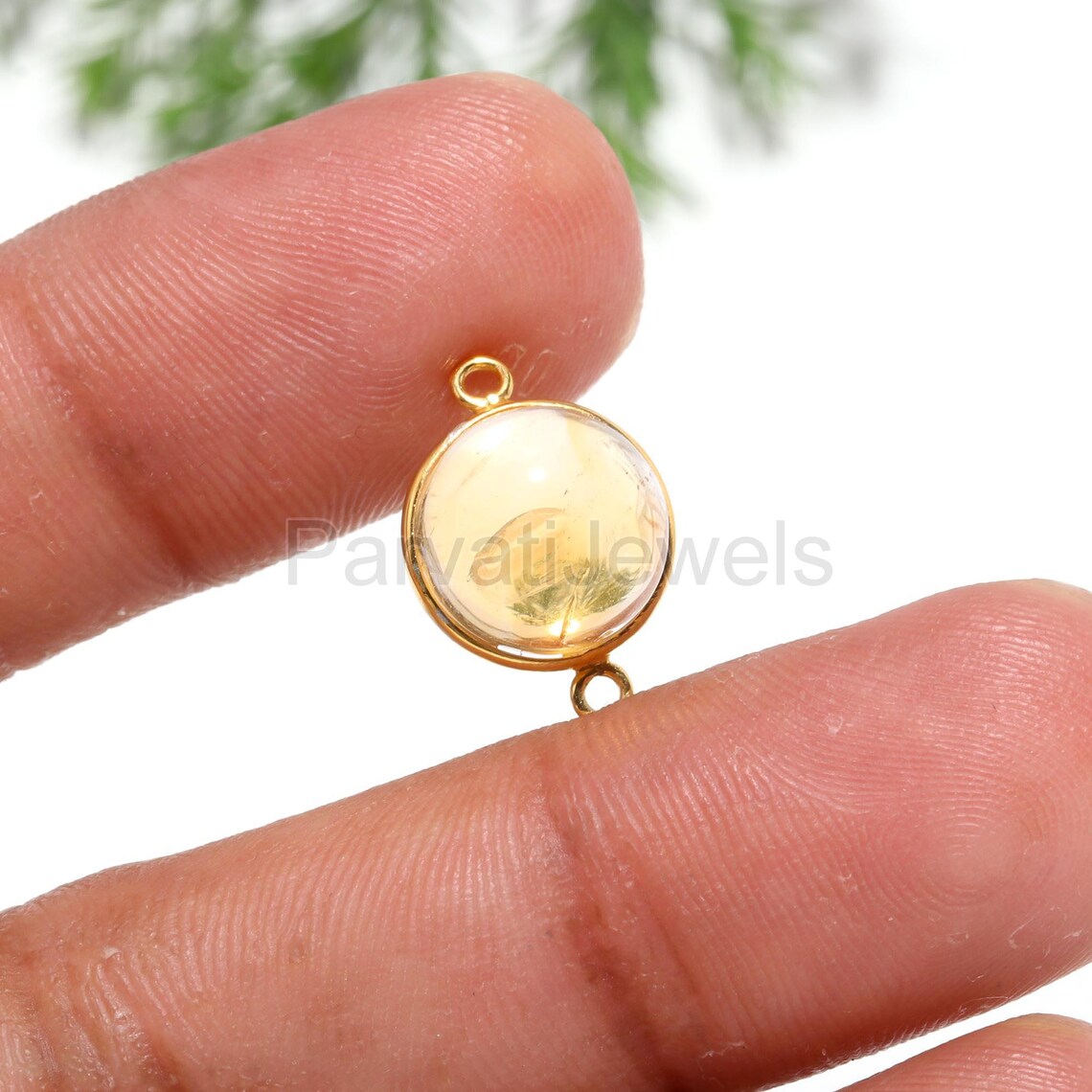 Natural Citrine Connector, 18k Solid Gold Connector, Citrine Gold Jewelry Connector, Gold Connector Necklace, Gold Connector