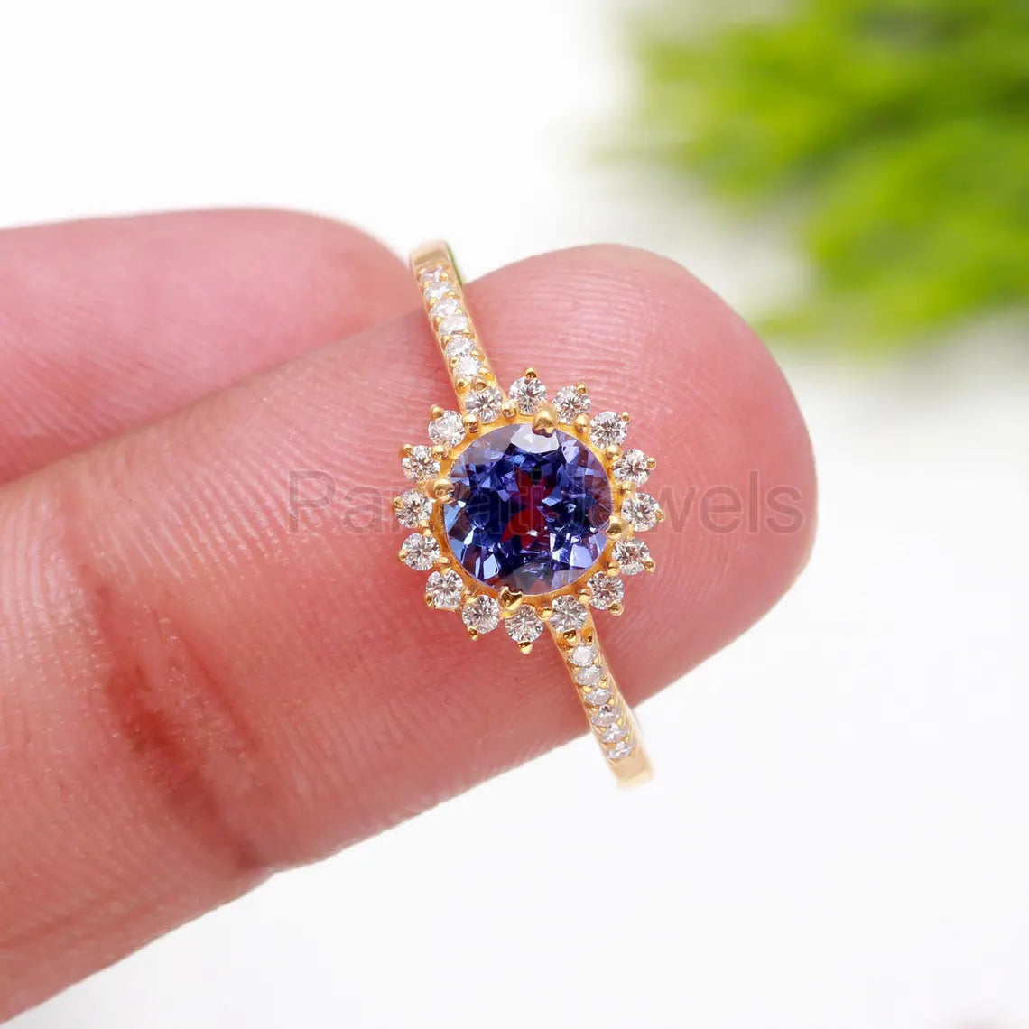 AA Natural Tanzanite Solid Gold Ring, 14K Solid Gold Ring, Diamond Ring, Anniversary Gift, Tanzanite Gold Ring, December Birthstone Ring