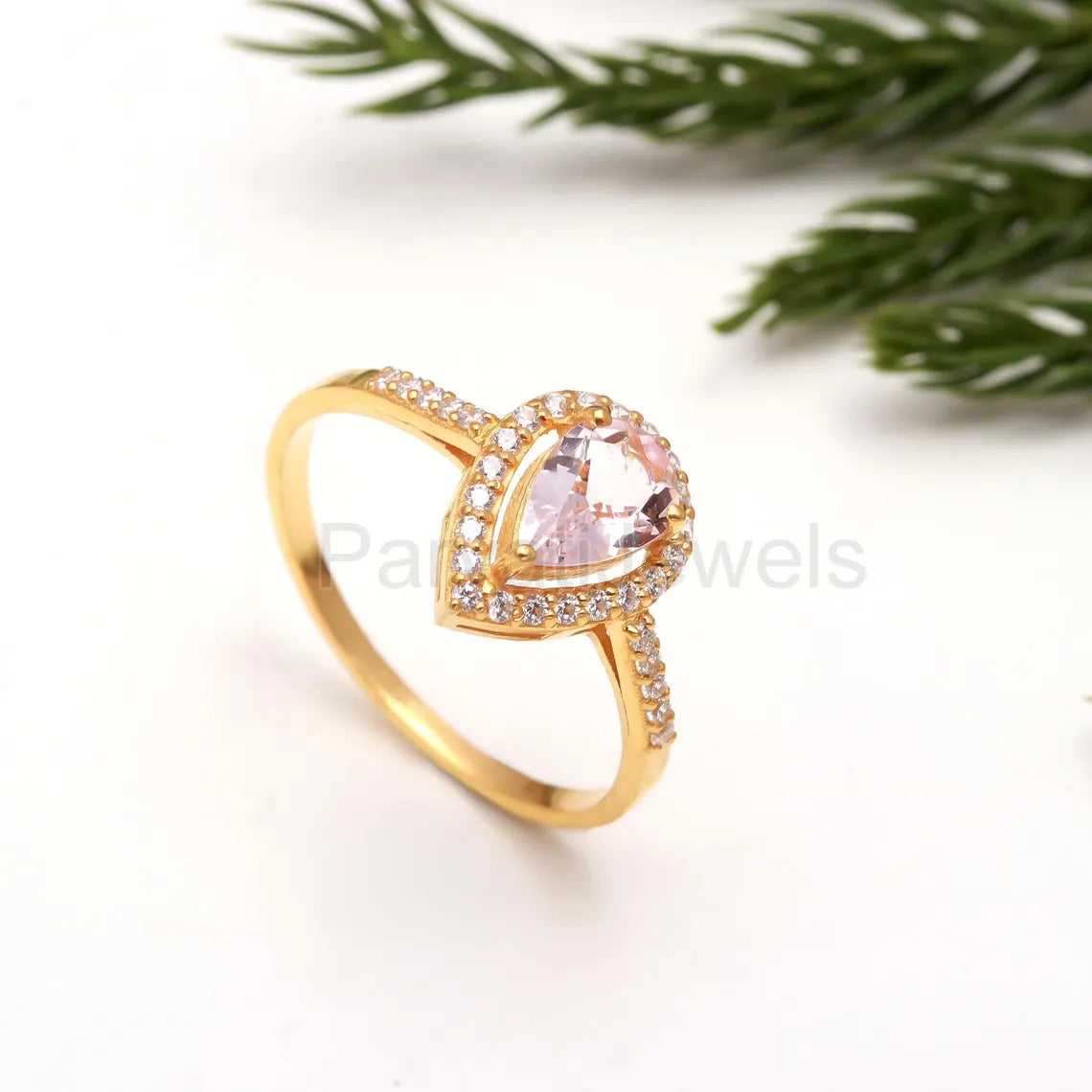 Natural Morganite With Diamond Gold Ring, 14K Solid Gold Ring, Diamond Gold Ring, Wedding Ring, Morganite Gold Ring, Birthstone Gold Ring