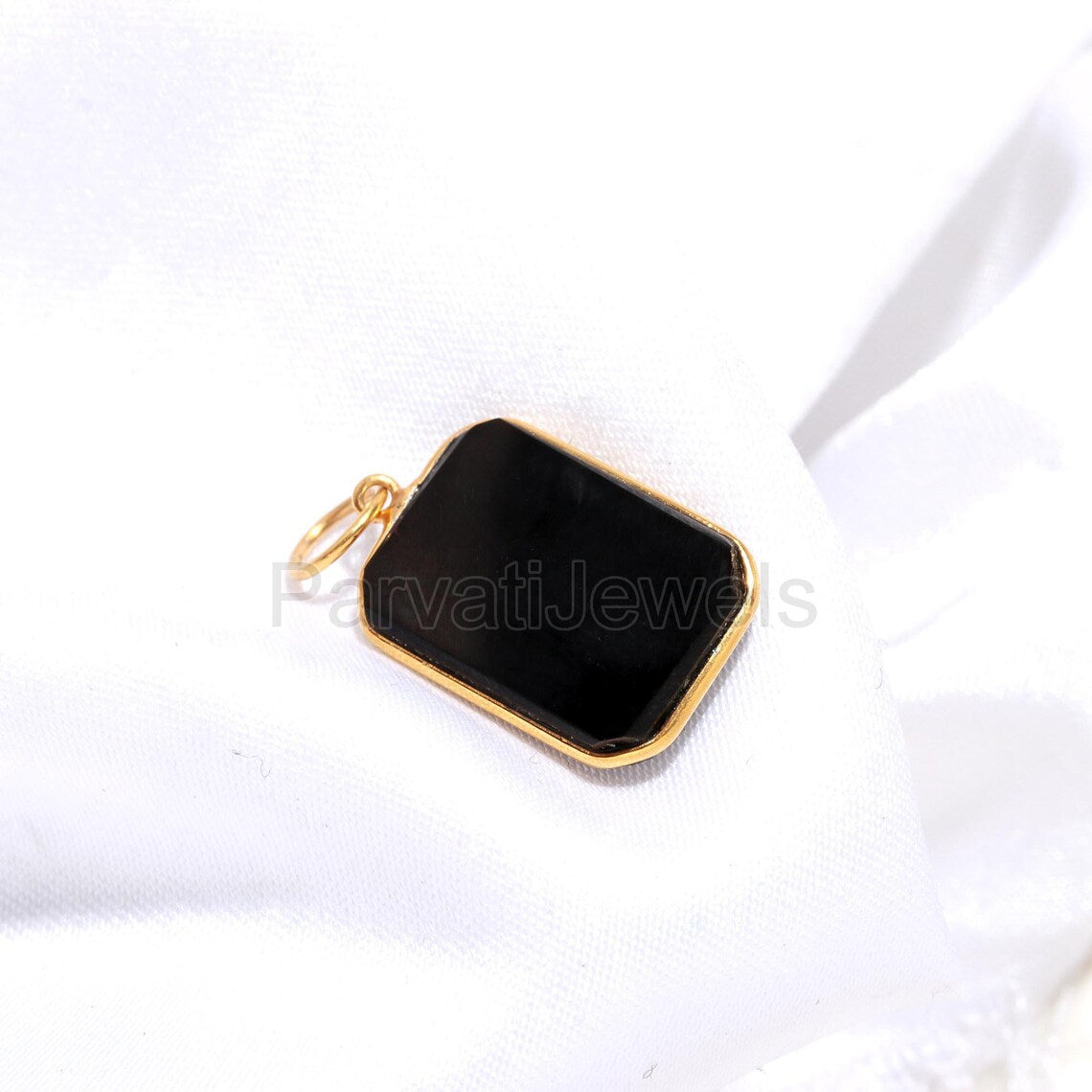 Black Spinel Charm, 18k Solid Gold Charm, Natural Black Spinel Charm, Gold Charm, Charm Pendant, Handmade Gold Charm
