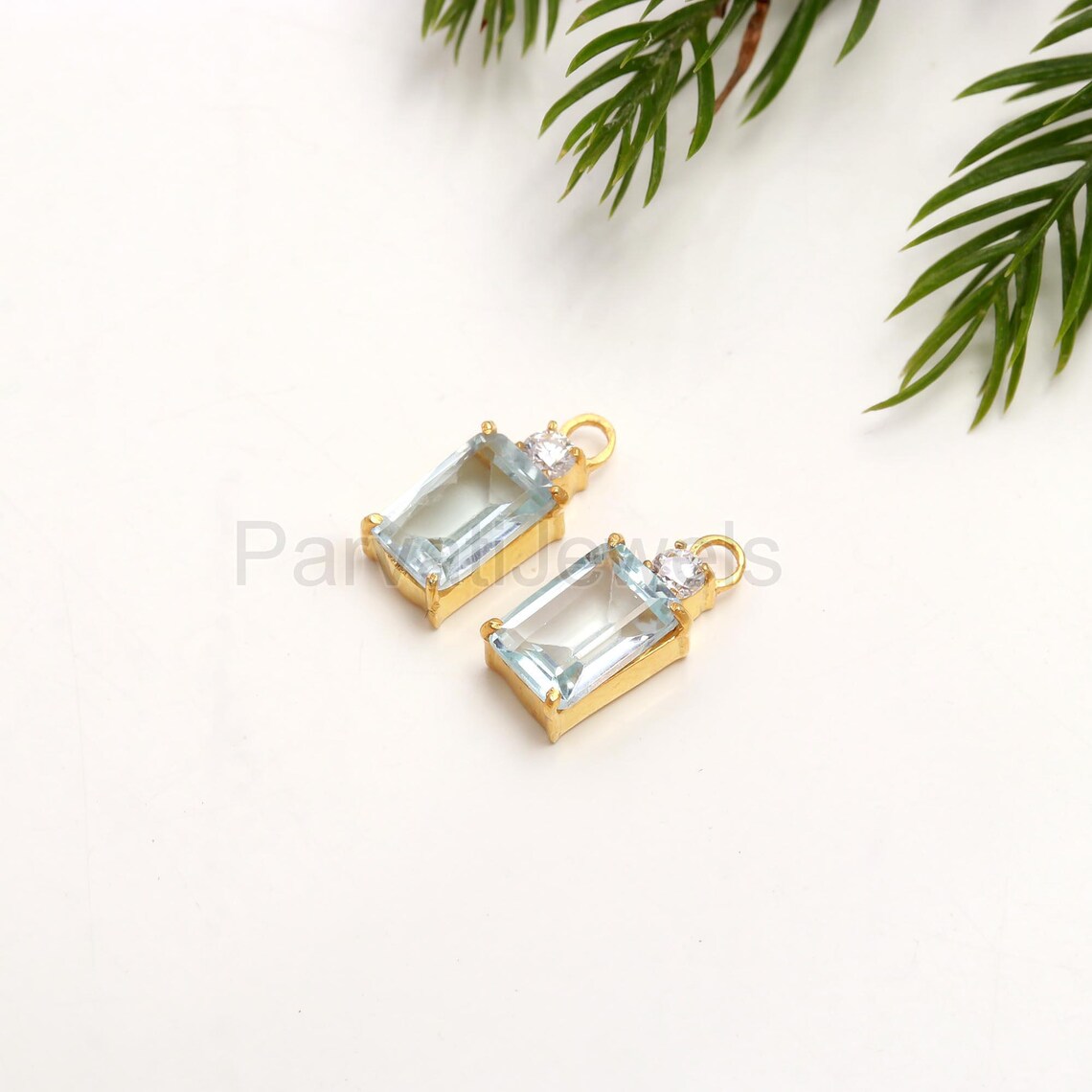 AA Natural Blue Topaz With Moissanite Hoop Earrings, Solid 18k Gold Earrings, Topaz Hoop Earrings, Birthstone Earrings, Partywear Earring,