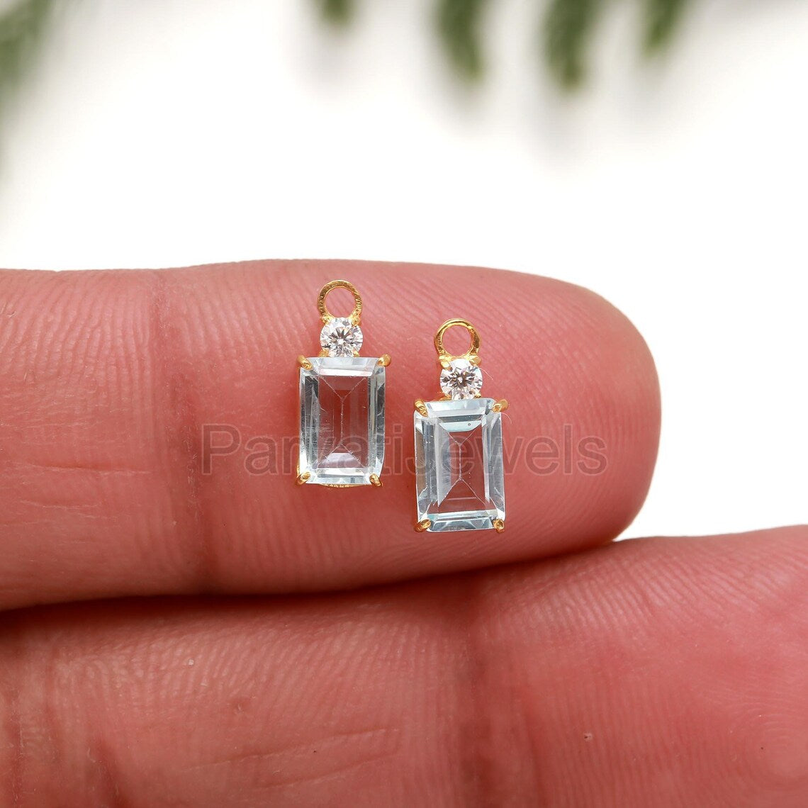 AA Natural Blue Topaz With Moissanite Hoop Earrings, Solid 18k Gold Earrings, Topaz Hoop Earrings, Birthstone Earrings, Partywear Earring,