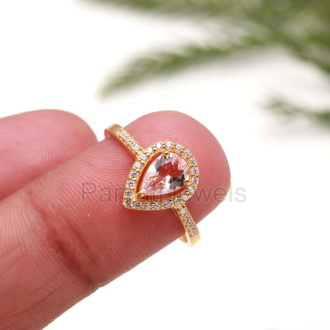 Natural Morganite With Diamond Gold Ring, 14K Solid Gold Ring, Diamond Gold Ring, Wedding Ring, Morganite Gold Ring, Birthstone Gold Ring