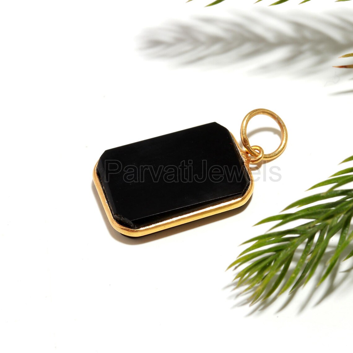 Black Spinel Charm, 18k Solid Gold Charm, Natural Black Spinel Charm, Gold Charm, Charm Pendant, Handmade Gold Charm