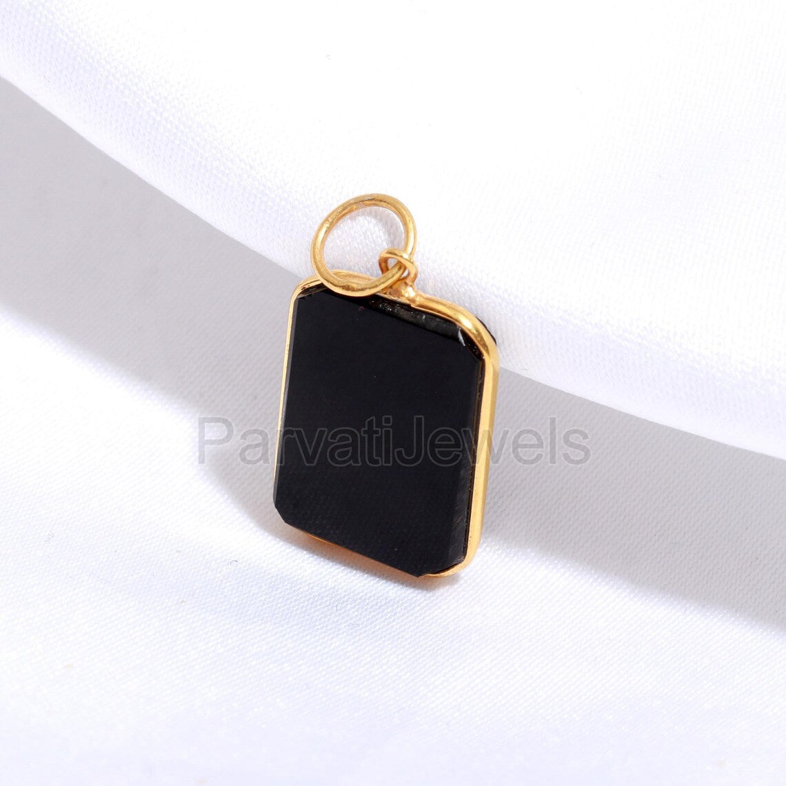 Black Spinel Charm, 18k Solid Gold Charm, Natural Black Spinel Charm, Gold Charm, Charm Pendant, Handmade Gold Charm