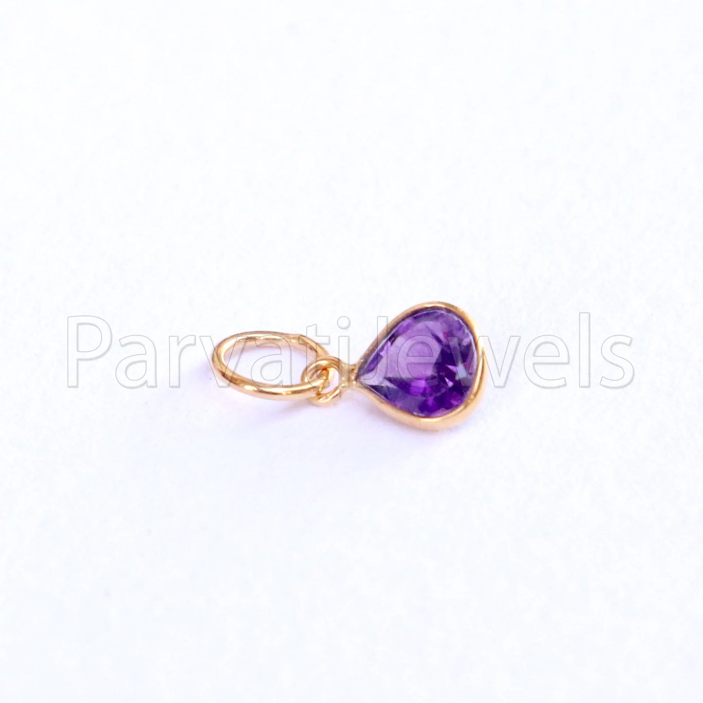 Amethyst Charm, 18k Solid Gold Charm, Natural Amethyst Charm, Gold Charm, Charm Pendant, Charm Necklace, Handmade Gold Charm, Gfit for Her