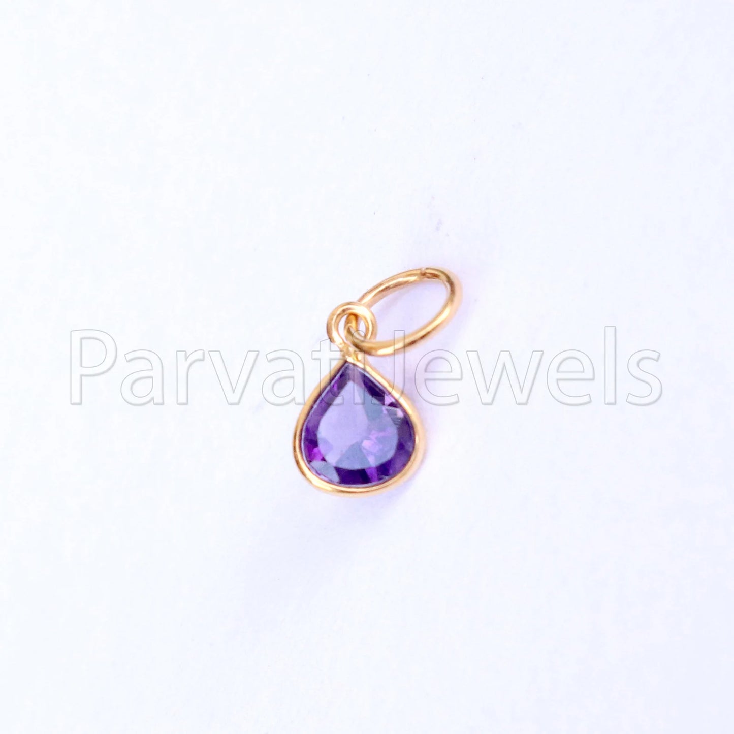 Amethyst Charm, 18k Solid Gold Charm, Natural Amethyst Charm, Gold Charm, Charm Pendant, Charm Necklace, Handmade Gold Charm, Gfit for Her