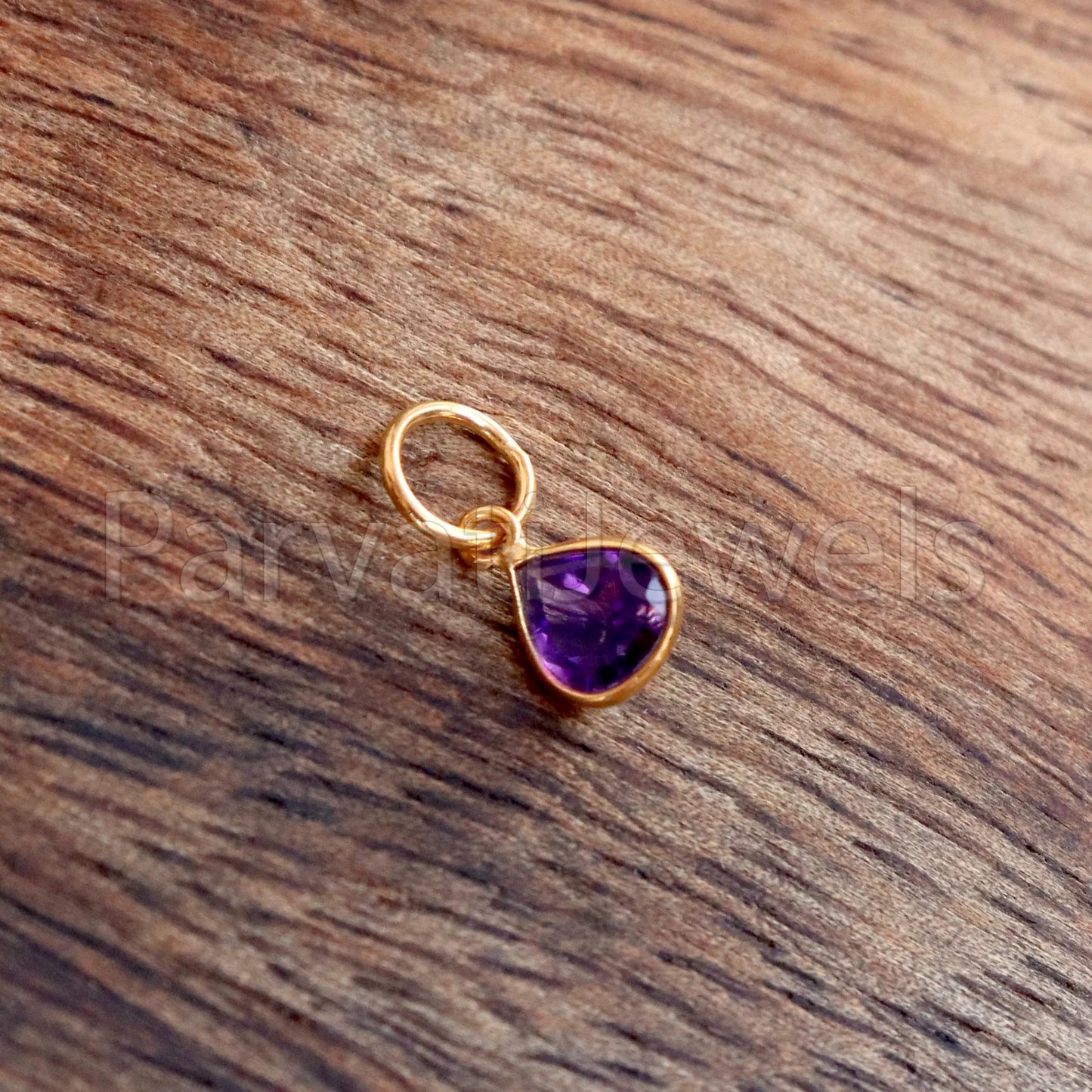 Amethyst Charm, 18k Solid Gold Charm, Natural Amethyst Charm, Gold Charm, Charm Pendant, Charm Necklace, Handmade Gold Charm, Gfit for Her