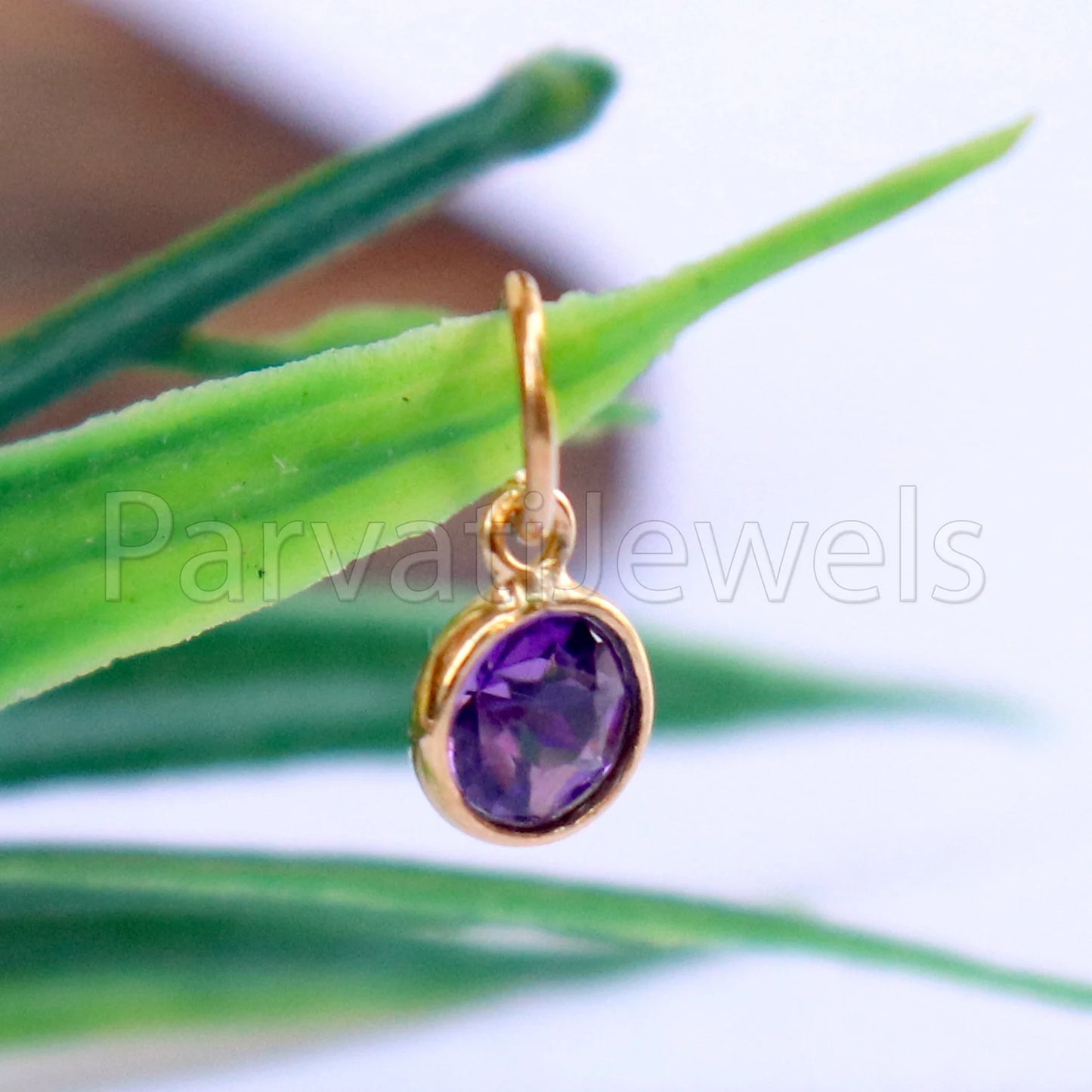 Amethyst Charm, 18k Solid Gold Charm, Natural Amethyst Charm, Gold Charm, Charm Pendant, Charm Necklace, Handmade Gold Charm, Gfit for Her