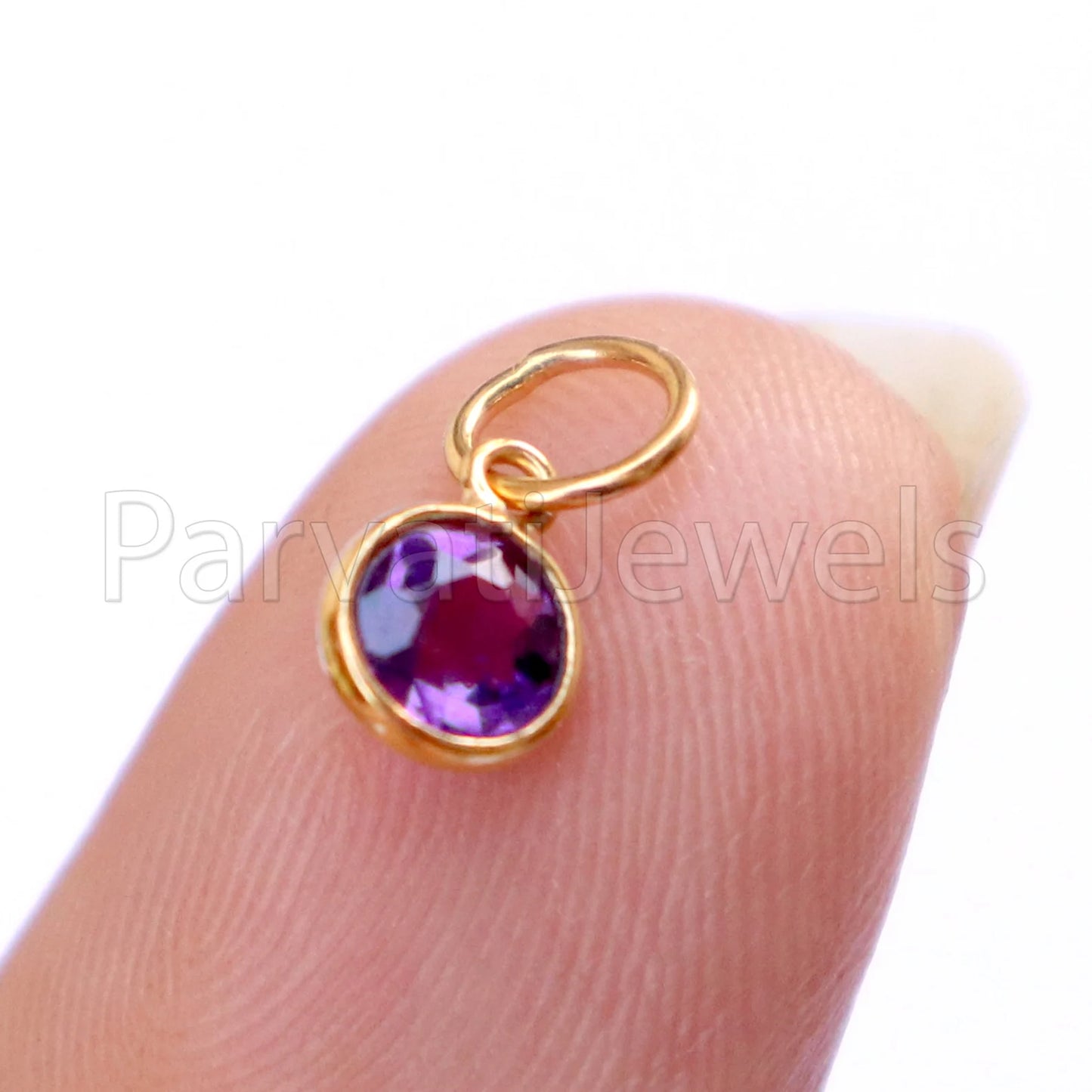 Amethyst Charm, 18k Solid Gold Charm, Natural Amethyst Charm, Gold Charm, Charm Pendant, Charm Necklace, Handmade Gold Charm, Gfit for Her