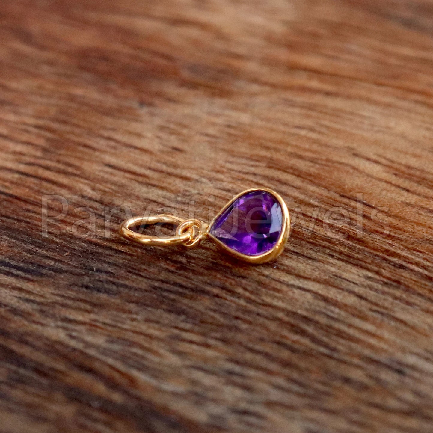 Amethyst Charm, 18k Solid Gold Charm, Natural Amethyst Charm, Gold Charm, Charm Pendant, Charm Necklace, Handmade Gold Charm, Gfit for Her