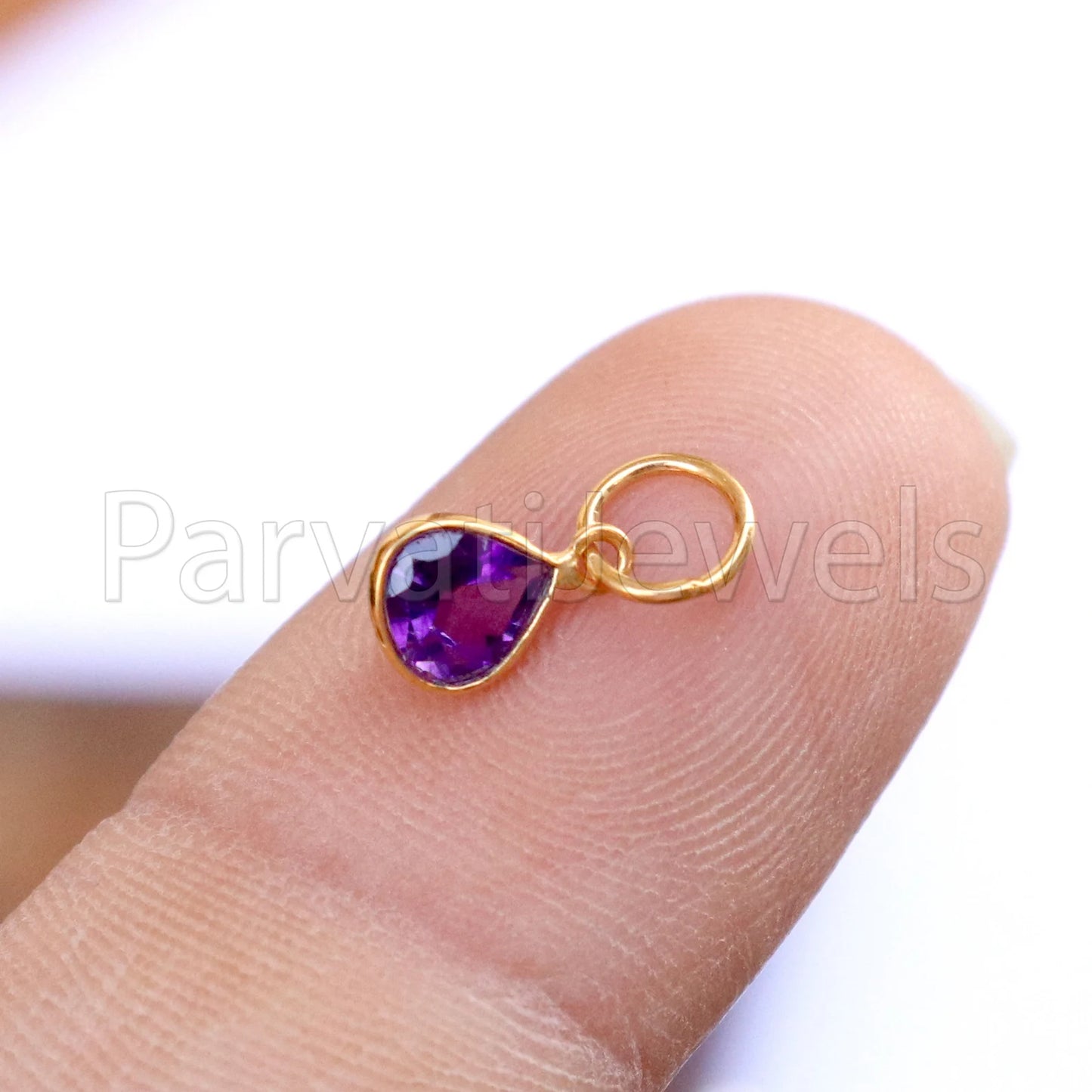 Amethyst Charm, 18k Solid Gold Charm, Natural Amethyst Charm, Gold Charm, Charm Pendant, Charm Necklace, Handmade Gold Charm, Gfit for Her