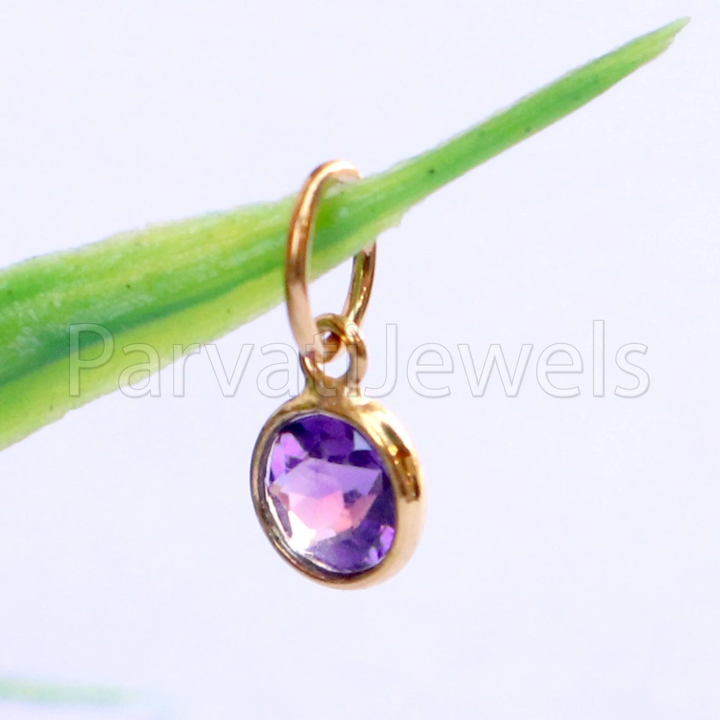 Amethyst Charm, 18k Solid Gold Charm, Natural Amethyst Charm, Gold Charm, Charm Pendant, Charm Necklace, Handmade Gold Charm, Gfit for Her
