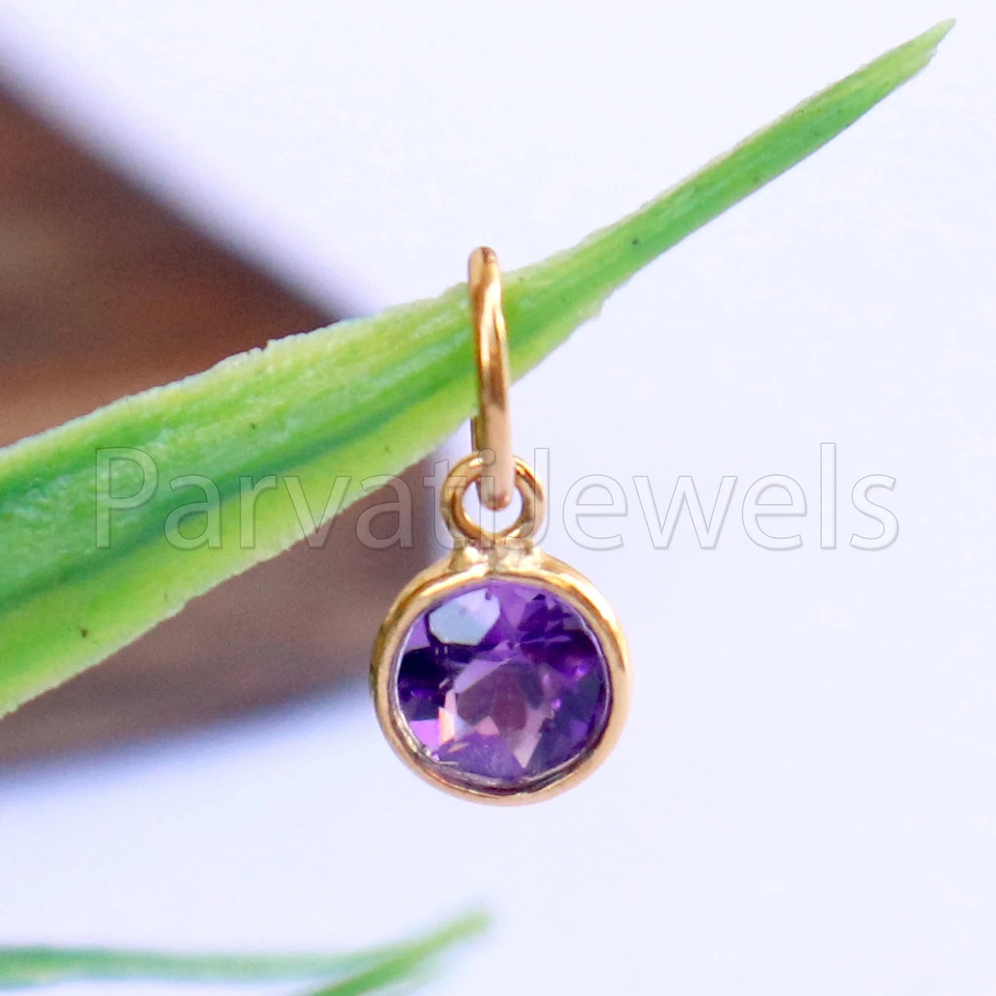 Amethyst Charm, 18k Solid Gold Charm, Natural Amethyst Charm, Gold Charm, Charm Pendant, Charm Necklace, Handmade Gold Charm, Gfit for Her