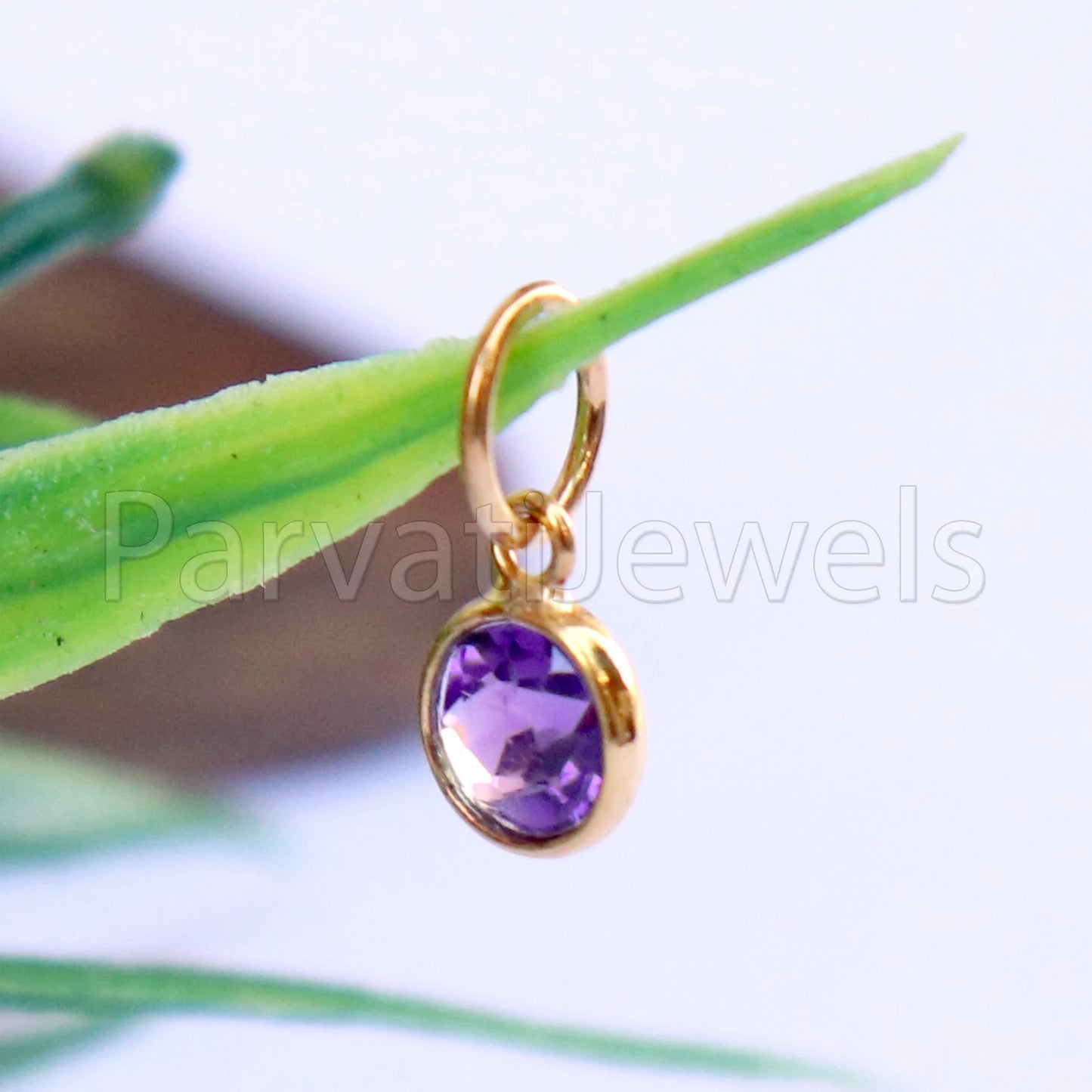 Amethyst Charm, 18k Solid Gold Charm, Natural Amethyst Charm, Gold Charm, Charm Pendant, Charm Necklace, Handmade Gold Charm, Gfit for Her