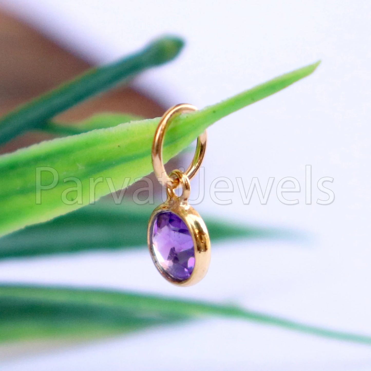 Amethyst Charm, 18k Solid Gold Charm, Natural Amethyst Charm, Gold Charm, Charm Pendant, Charm Necklace, Handmade Gold Charm, Gfit for Her