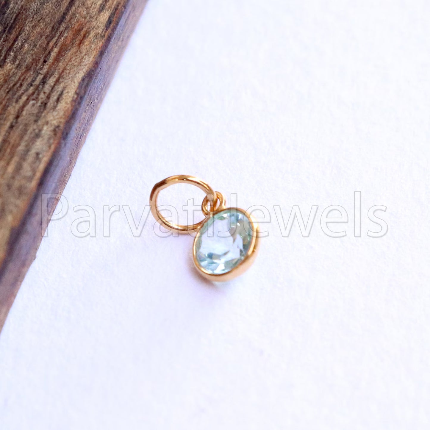Blue Topaz Charm, 18k Solid Gold Charm, Natural Blue Topaz Charm, Gold Charm, Charm Pendant, Charm Necklace, Handmade Gold Charm