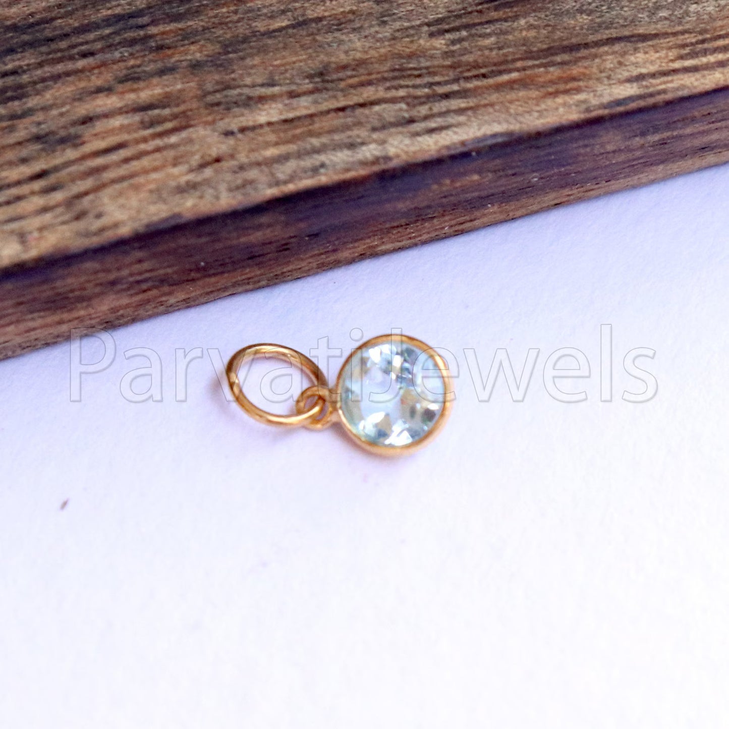 Blue Topaz Charm, 18k Solid Gold Charm, Natural Blue Topaz Charm, Gold Charm, Charm Pendant, Charm Necklace, Handmade Gold Charm