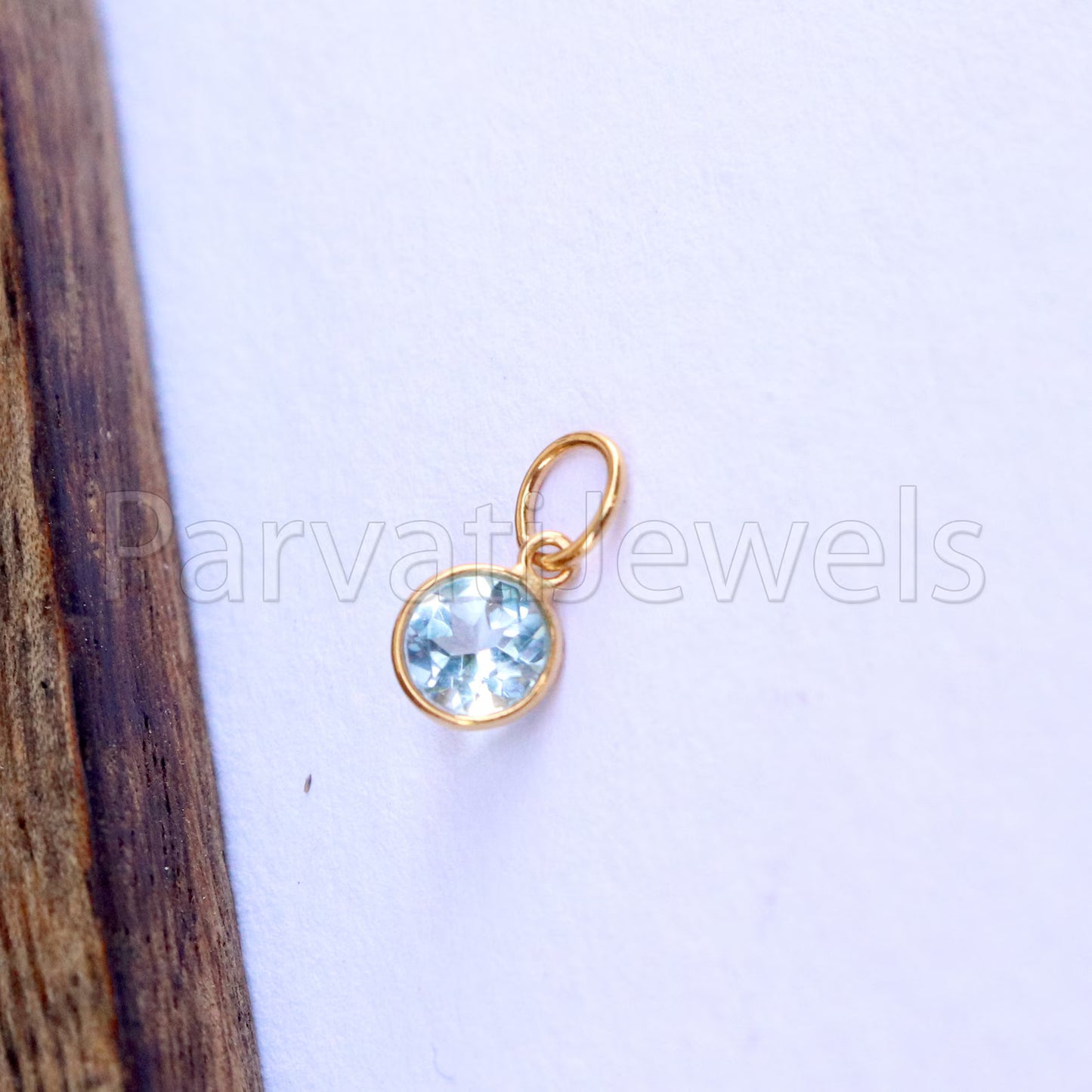 Blue Topaz Charm, 18k Solid Gold Charm, Natural Blue Topaz Charm, Gold Charm, Charm Pendant, Charm Necklace, Handmade Gold Charm