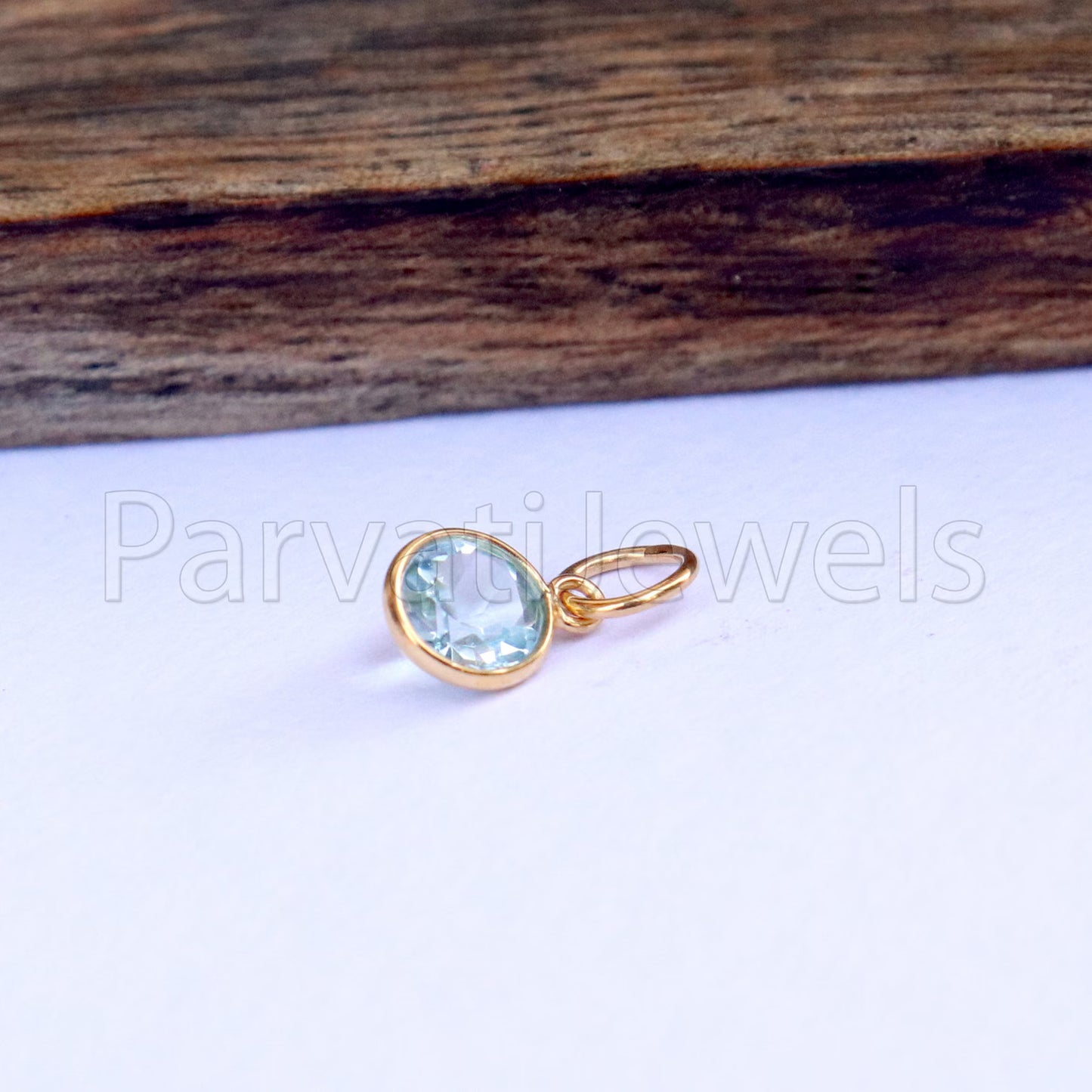 Blue Topaz Charm, 18k Solid Gold Charm, Natural Blue Topaz Charm, Gold Charm, Charm Pendant, Charm Necklace, Handmade Gold Charm