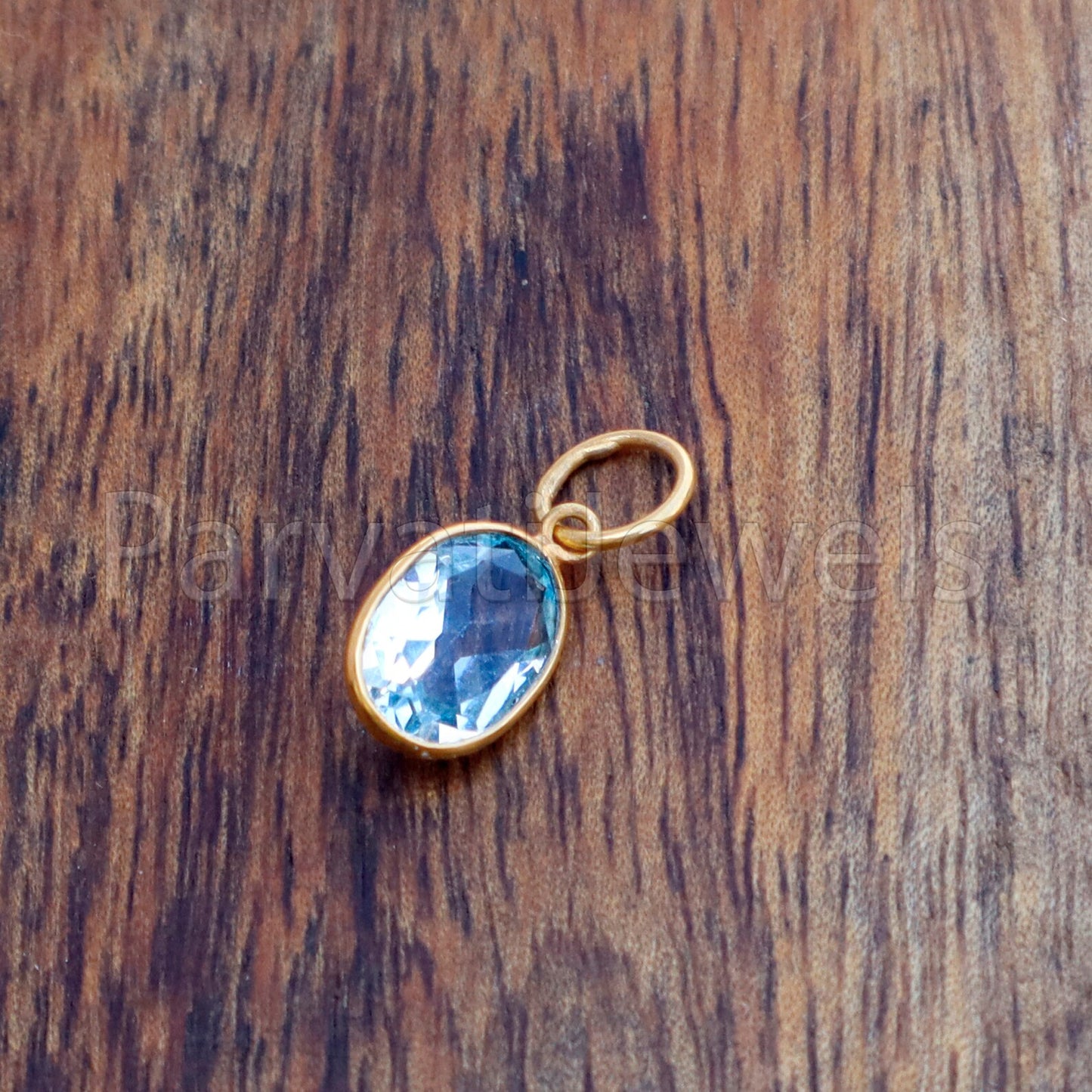 Blue Topaz Charm, 18k Solid Gold Charm, Natural Blue Topaz Charm, Gold Charm, Charm Pendant, Charm Necklace, Handmade Gold Charm