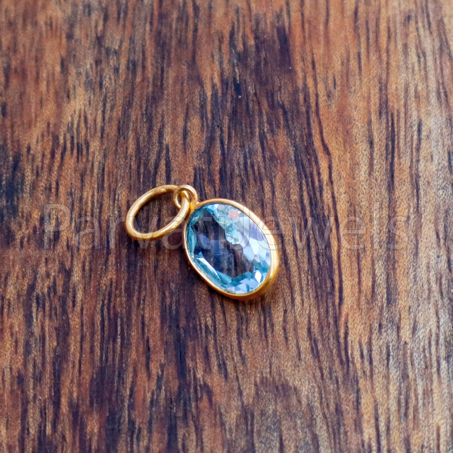 Blue Topaz Charm, 18k Solid Gold Charm, Natural Blue Topaz Charm, Gold Charm, Charm Pendant, Charm Necklace, Handmade Gold Charm