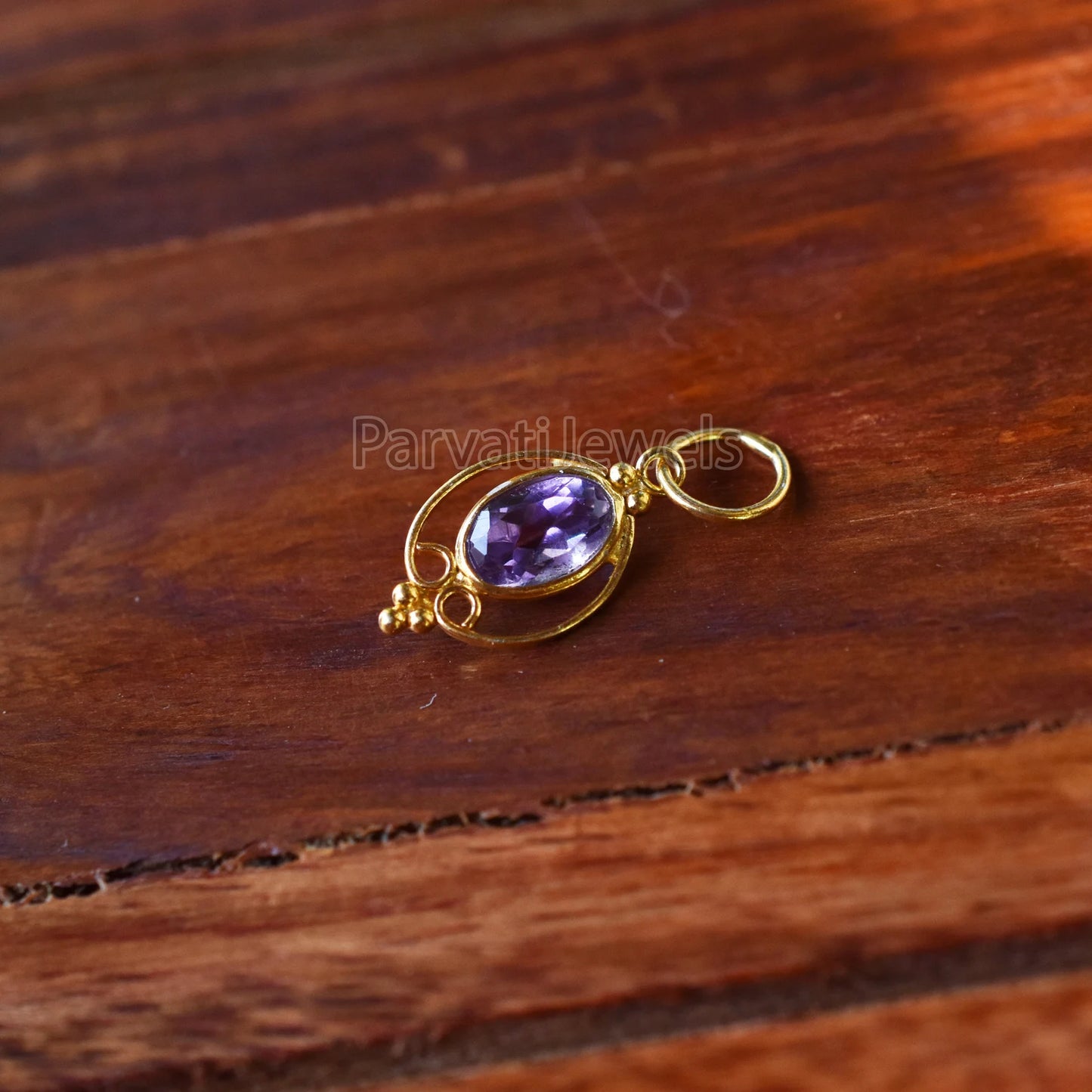 Natural 18k Solid Gold Amethyst Charm, 18K Gold Charm, Charm Necklace, Handmade Gold Charm, Gfit for Her, Gold Charm For Women