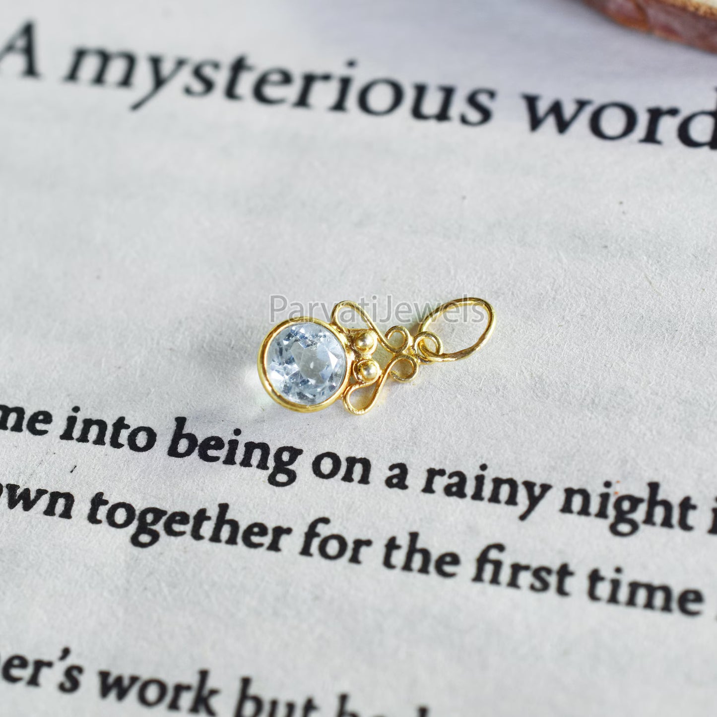 Beautiful Blue Topaz Charm, 18k Solid Gold Charm, Gold Charm, Charm Pendant, Natural Blue Topaz Charm, Charm Necklace, Handmade Gold Charm