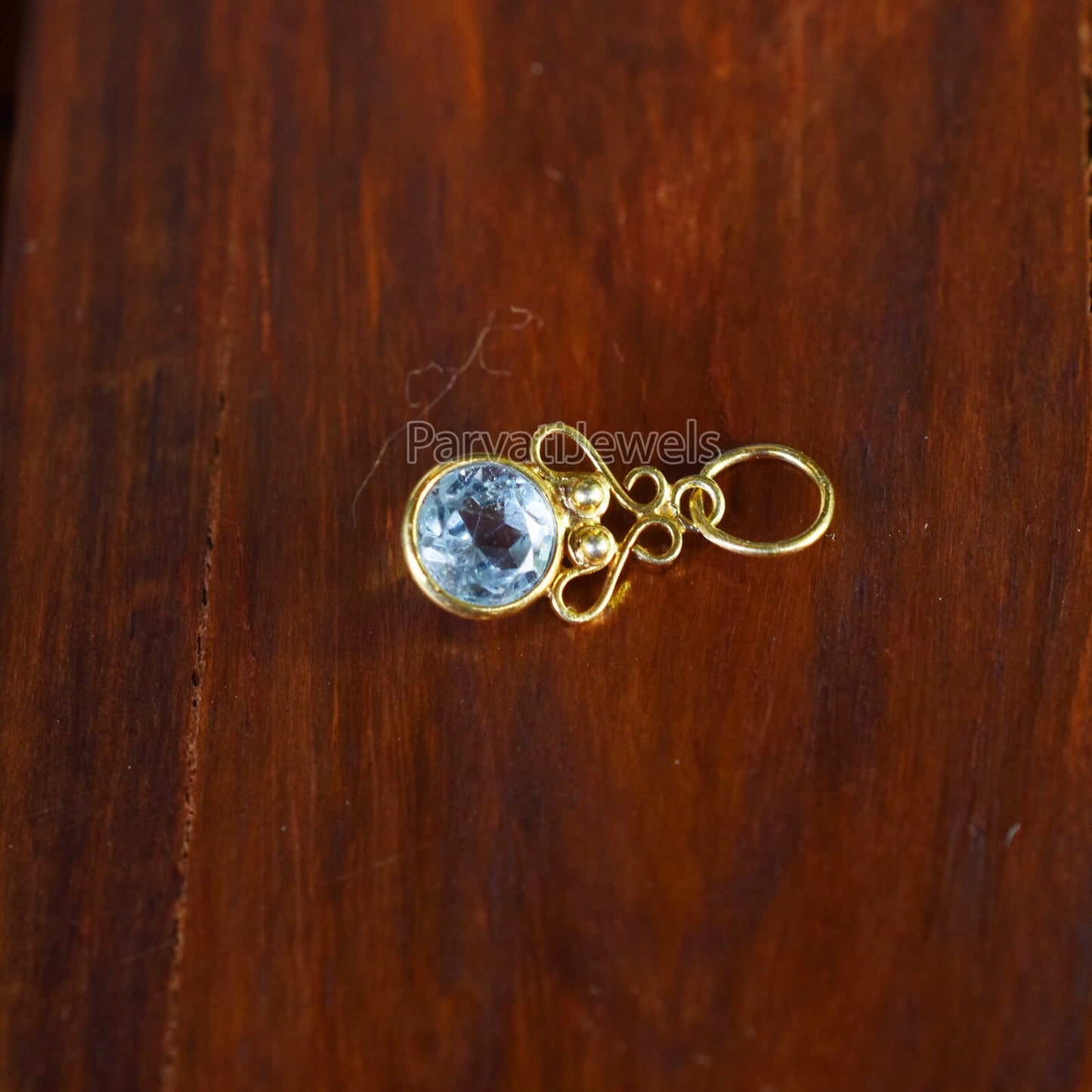 Beautiful Blue Topaz Charm, 18k Solid Gold Charm, Gold Charm, Charm Pendant, Natural Blue Topaz Charm, Charm Necklace, Handmade Gold Charm