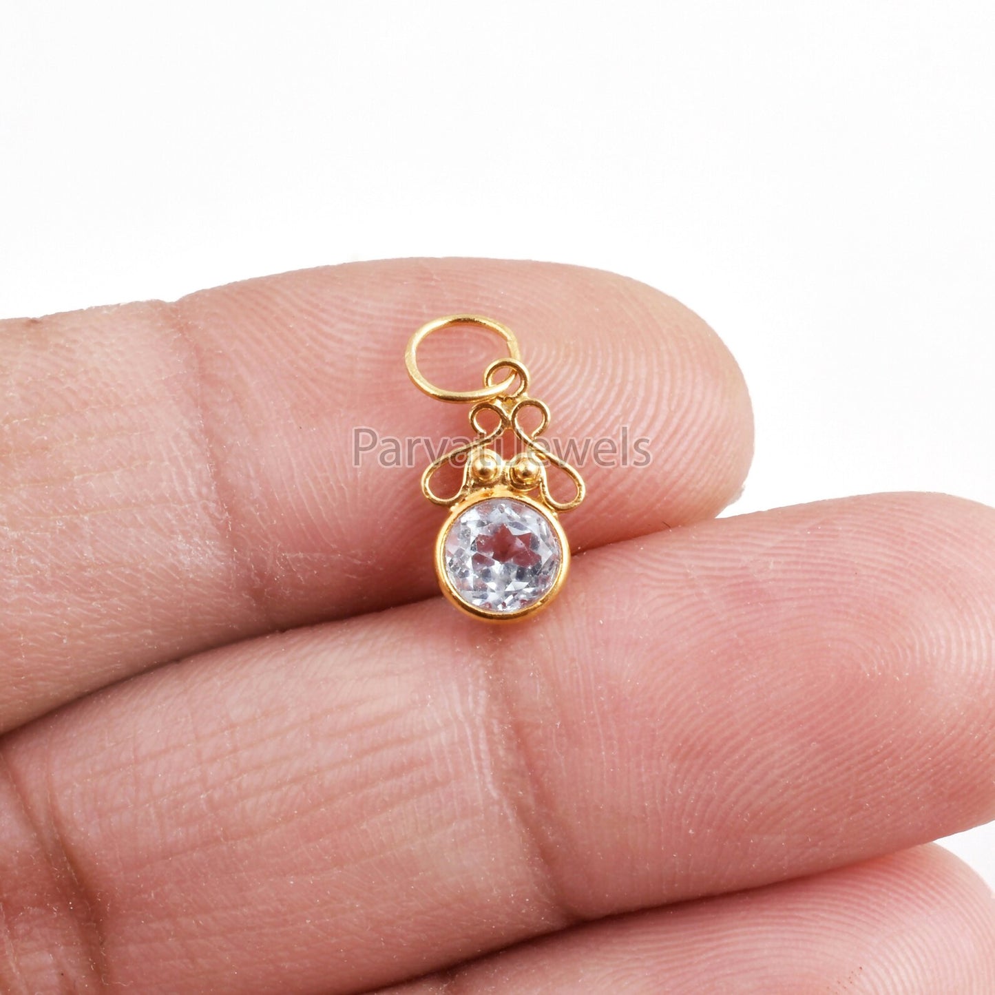 Beautiful Blue Topaz Charm, 18k Solid Gold Charm, Gold Charm, Charm Pendant, Natural Blue Topaz Charm, Charm Necklace, Handmade Gold Charm