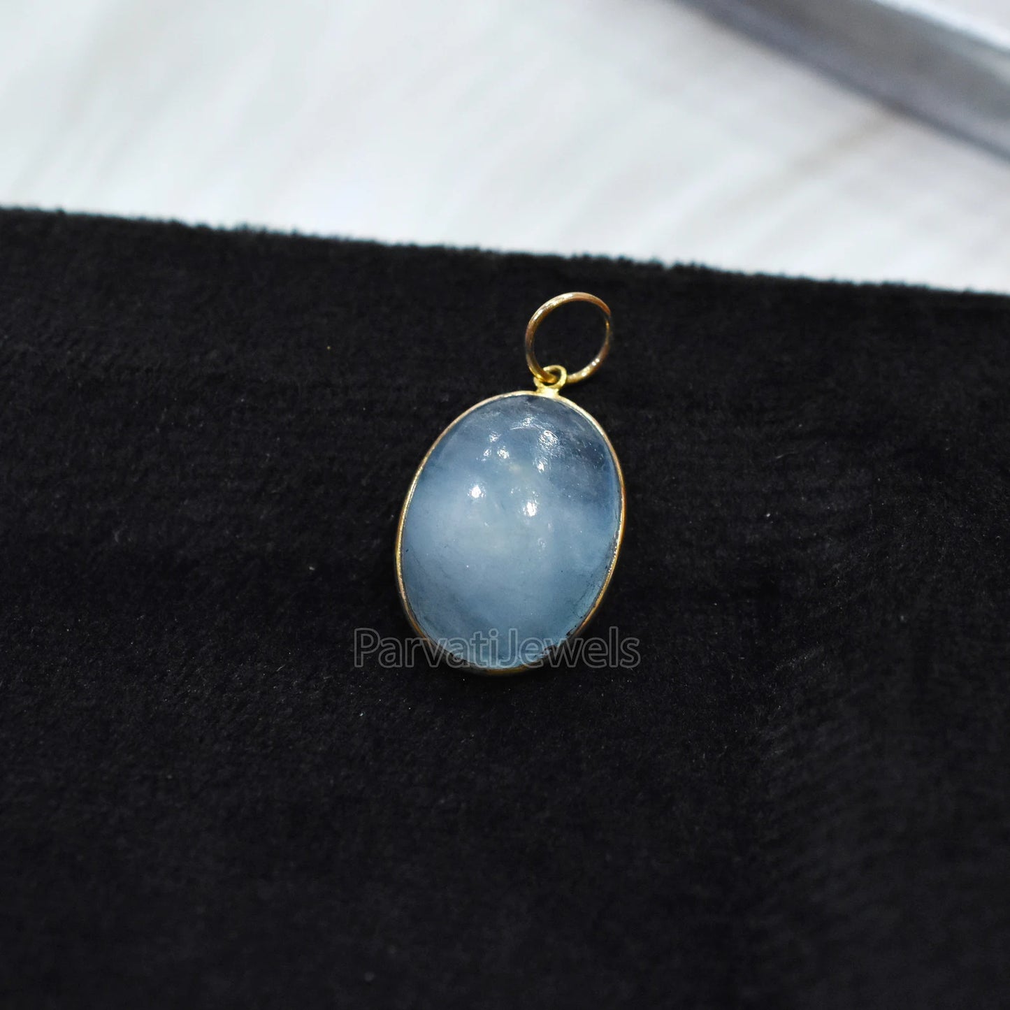 Natural Milky Aqua Oval Shape 18k Solid Gold Charm Pendant, Milky Aqua Charm, Solid Gold Charm, Aqua Charm 18k Gold, Handmade Gold Charm