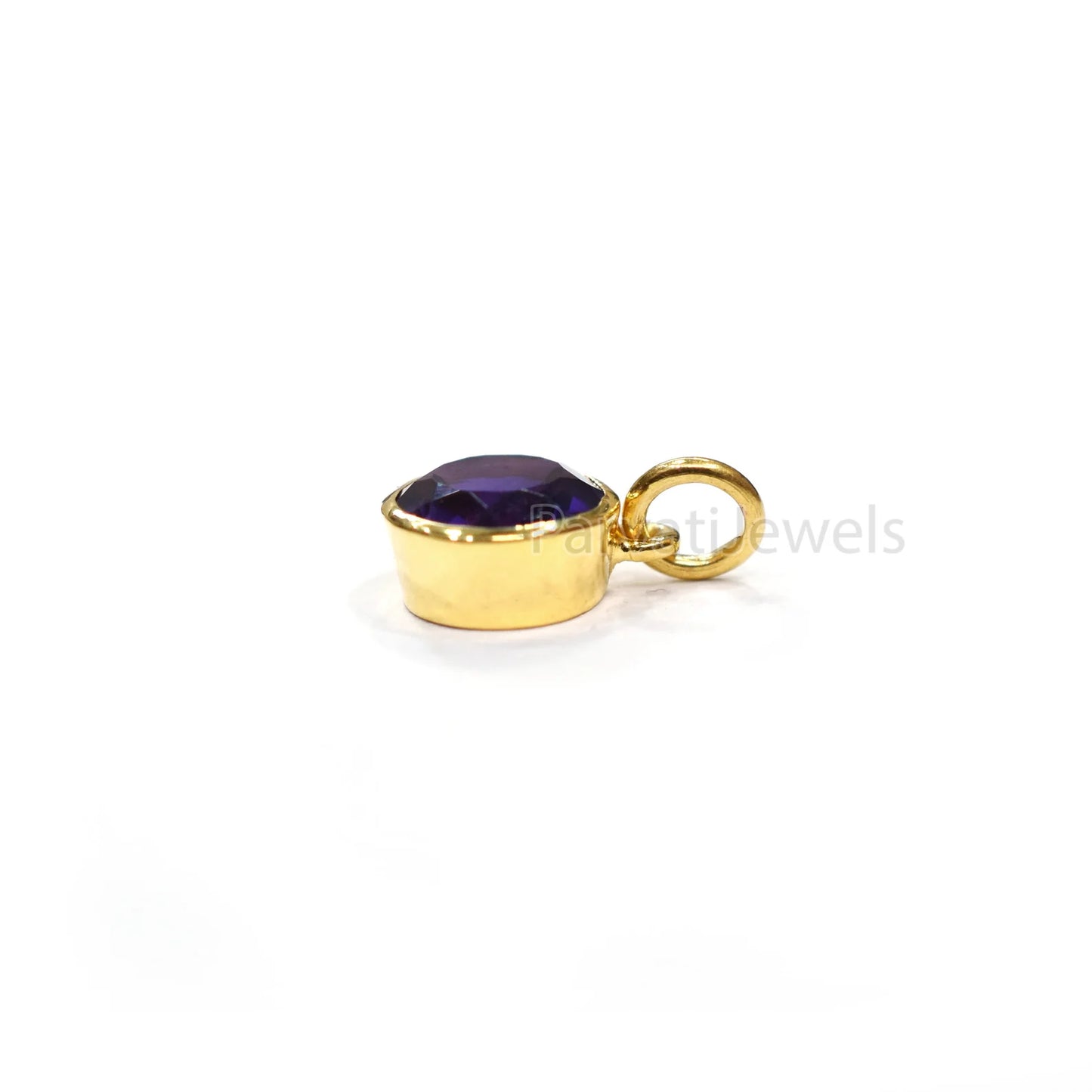 Solid 18k Gold With Natural Amethyst Solid Charm Pendant, Solid Gold Charm, Solid Gold Charm, Purple Amethyst Gold Charm,Handmade Gold Charm