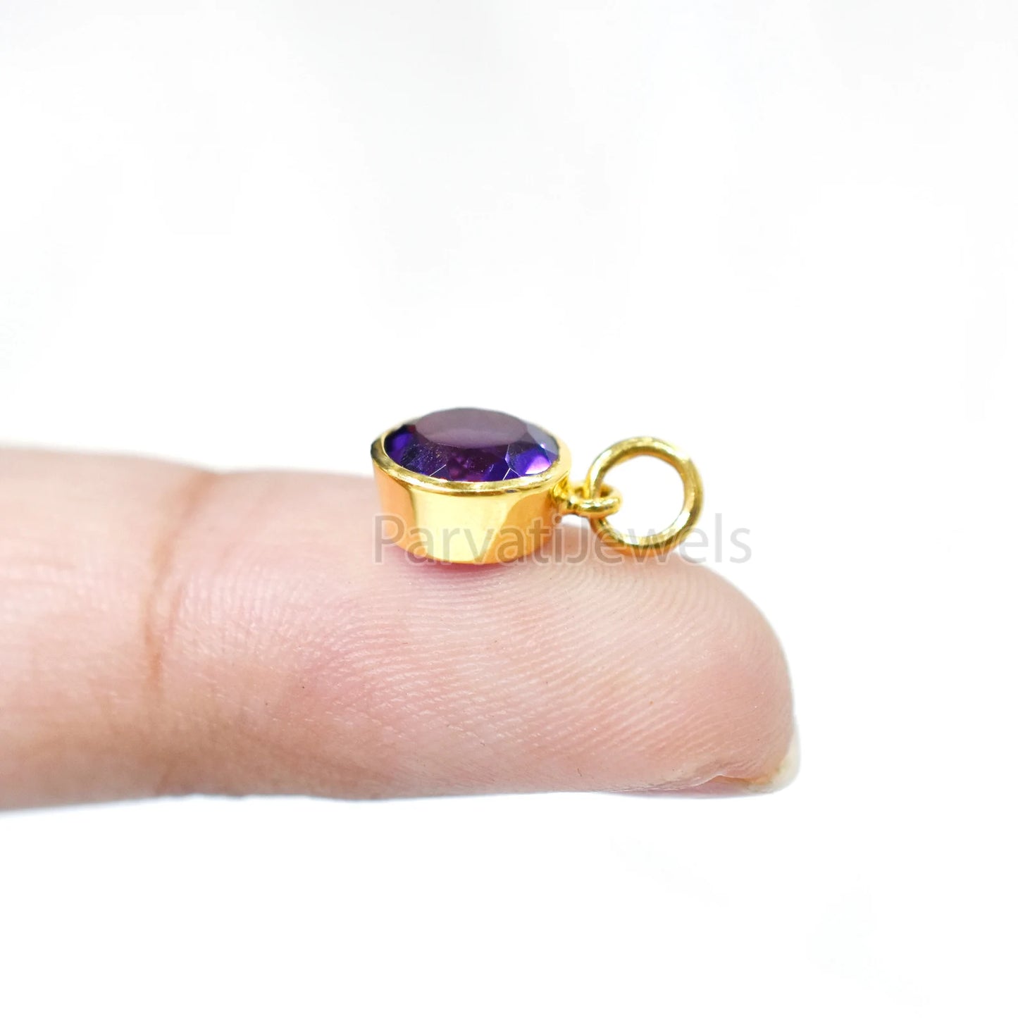 Solid 18k Gold With Natural Amethyst Solid Charm Pendant, Solid Gold Charm, Solid Gold Charm, Purple Amethyst Gold Charm,Handmade Gold Charm
