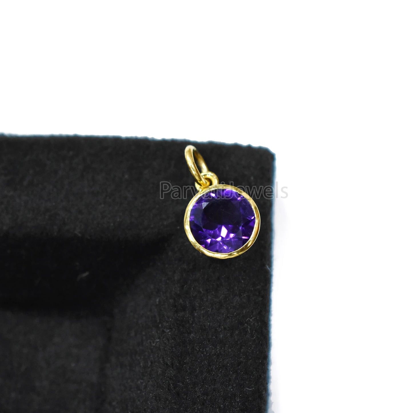 Solid 18k Gold With Natural Amethyst Solid Charm Pendant, Solid Gold Charm, Solid Gold Charm, Purple Amethyst Gold Charm,Handmade Gold Charm