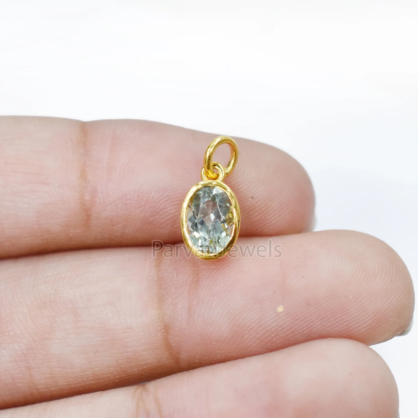 Very beautiful Natural Green Aquamarine Solid Gold Charm, 14k & 18k Solid Gold Charm, Green Aqua Gold Charm Pendant, Handmade Gold Charm