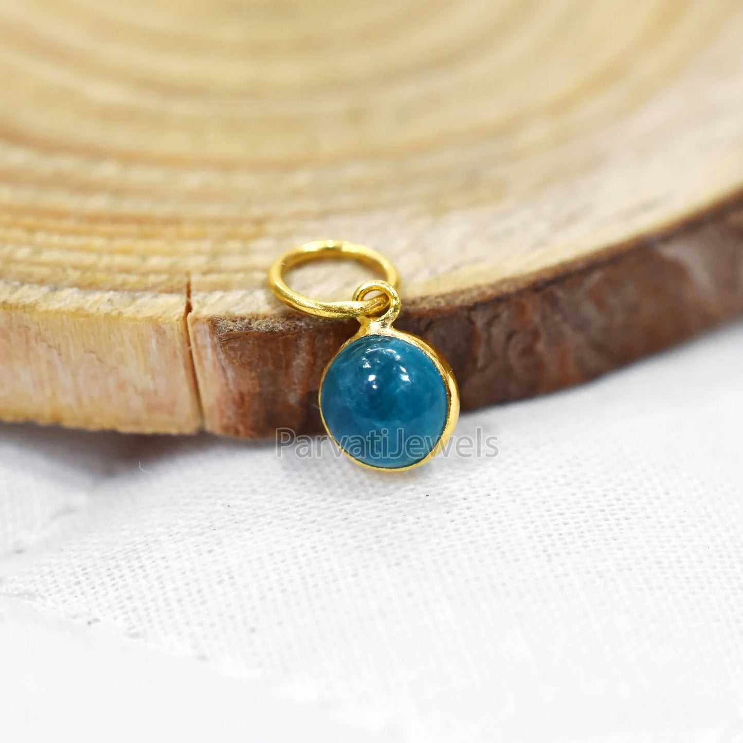 1 Pc Natural Neon Apatite 18K Solid Gold Charm Pendant Jewelry, 18K Solid Gold Charm, Apatite Gemstone Charm, Gold Charm,Handmade Gold Charm