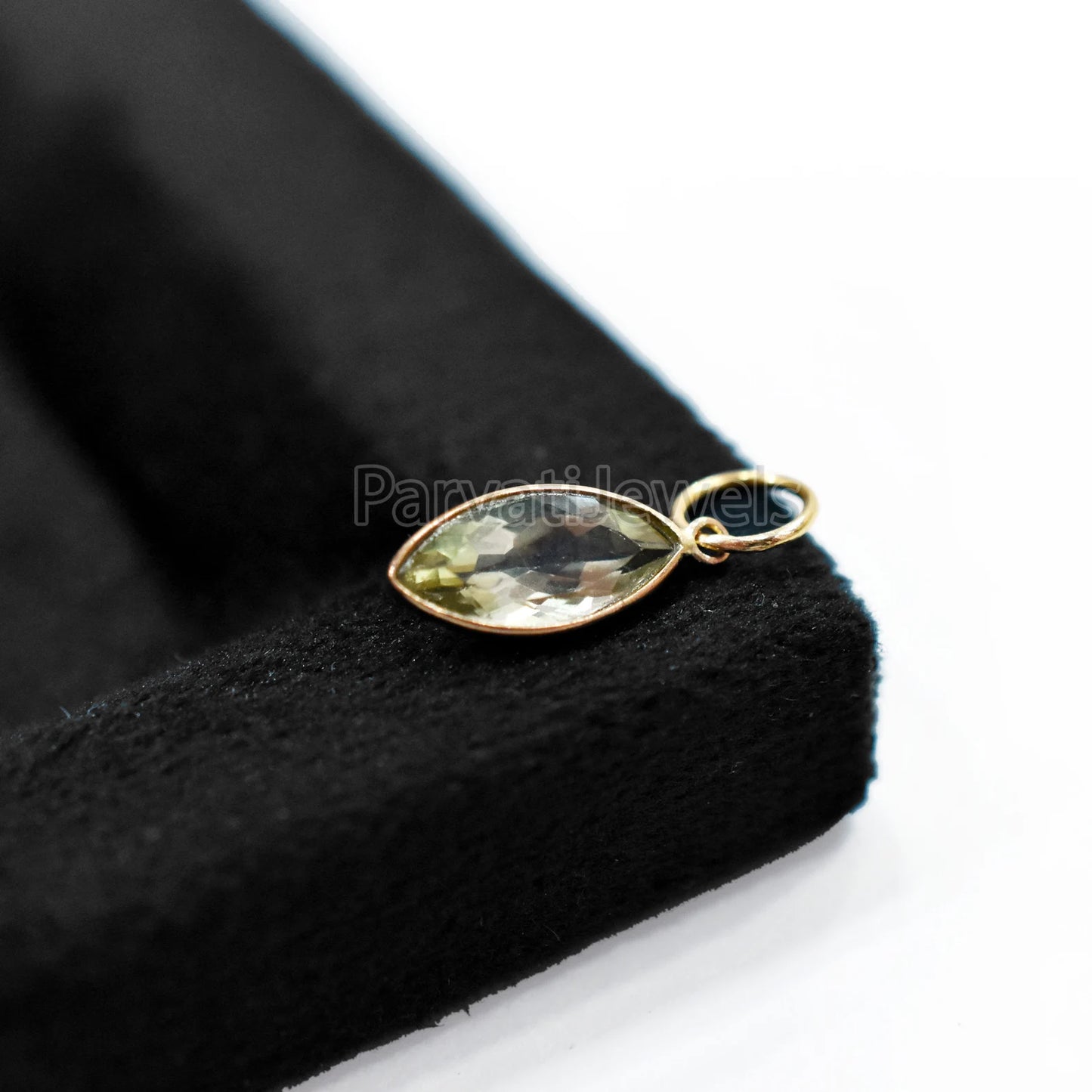 18k Solid Gold Green Aquamarine Charm, 18k Solid Gold Charm, Green Aquamarine 18K Gold Charm Pendant, Gift Jewelry, Handmade Charm
