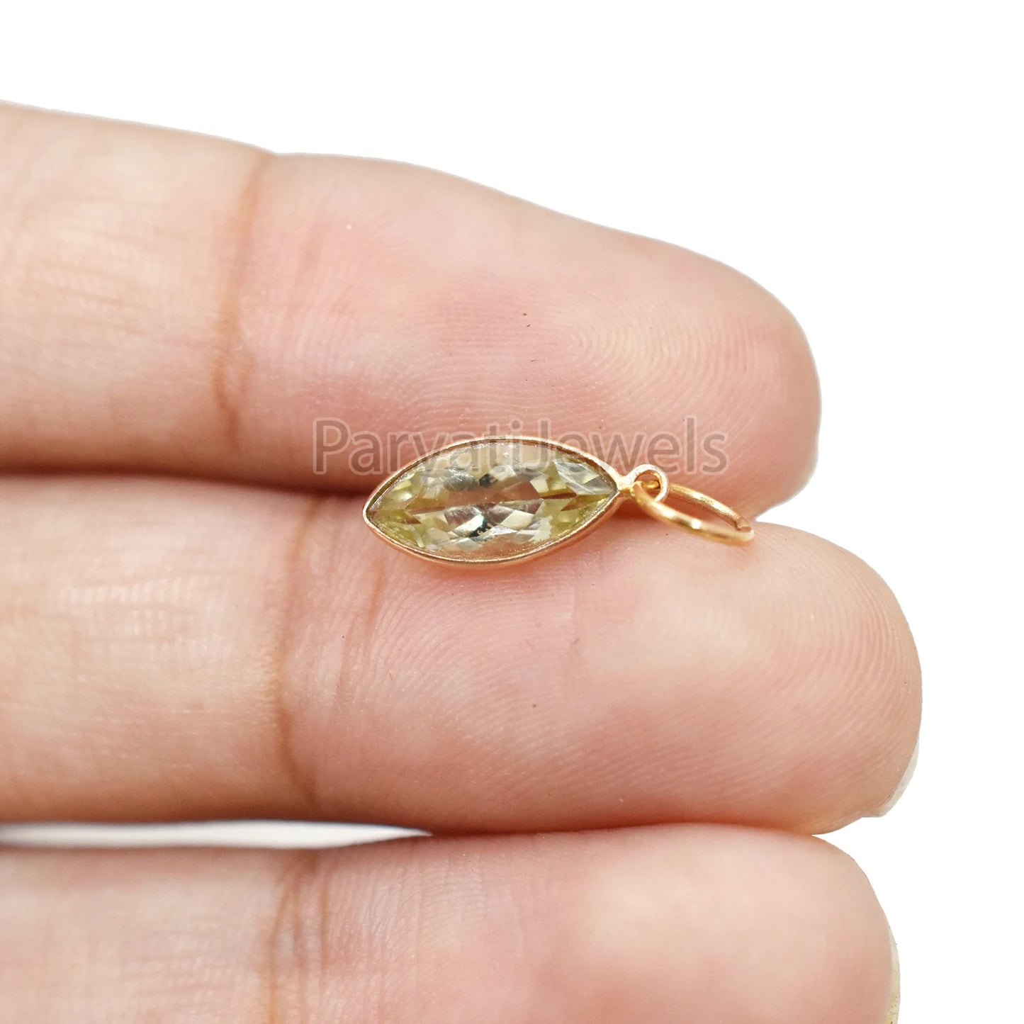 18k Solid Gold Green Aquamarine Charm, 18k Solid Gold Charm, Green Aquamarine 18K Gold Charm Pendant, Gift Jewelry, Handmade Charm