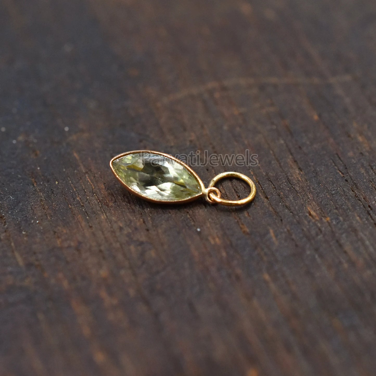 18k Solid Gold Green Aquamarine Charm, 18k Solid Gold Charm, Green Aquamarine 18K Gold Charm Pendant, Gift Jewelry, Handmade Charm