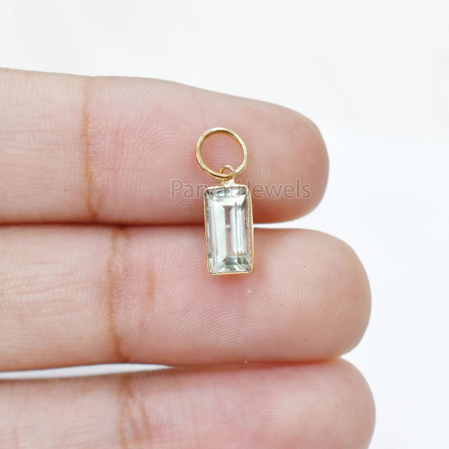 1 Pc Green Aquamarine 18K Solid Gold Charm, 18k Solid Gold Charm, Green Aquamarine Gold Charm Pendant, Minimalist Handmade Gold Charm
