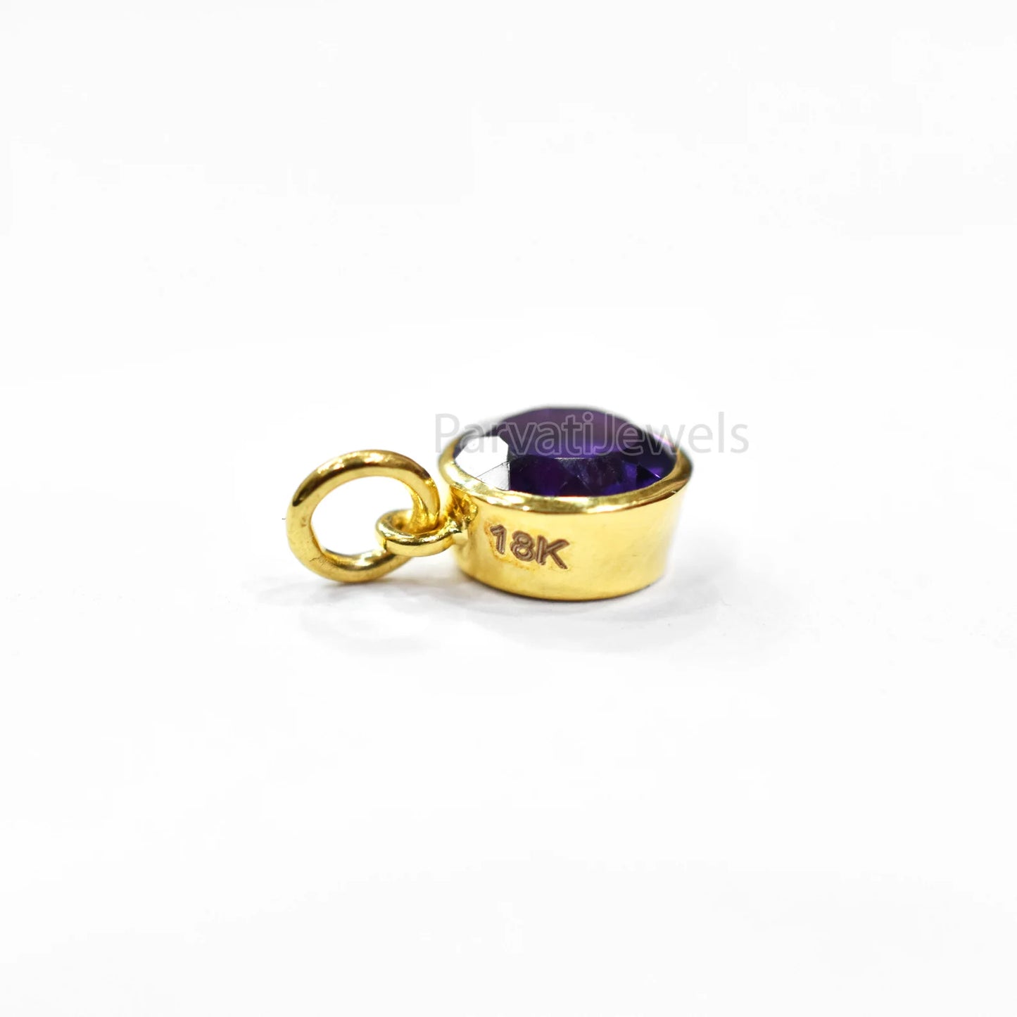 Solid 18k Gold With Natural Amethyst Solid Charm Pendant, Solid Gold Charm, Solid Gold Charm, Purple Amethyst Gold Charm,Handmade Gold Charm