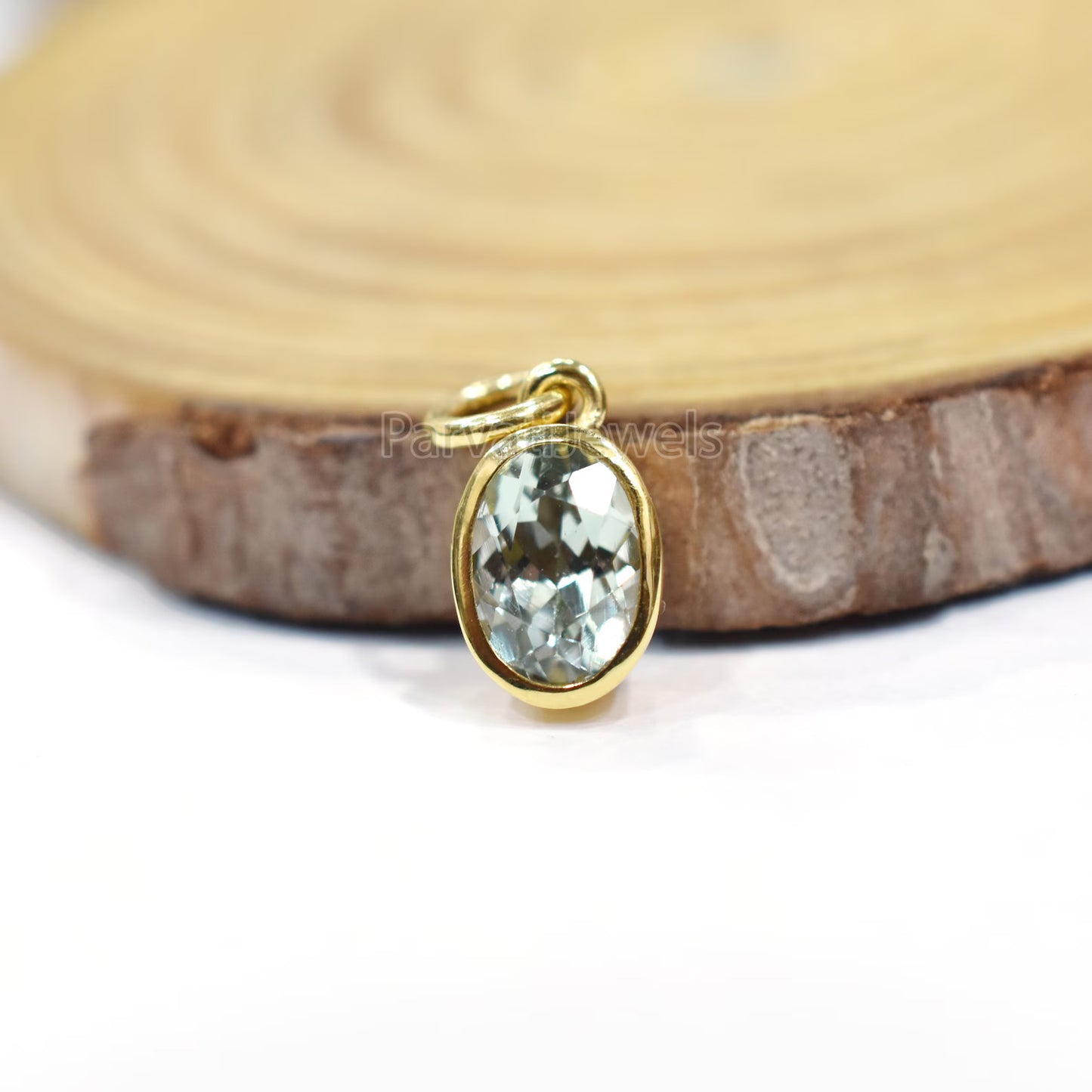 Very beautiful Natural Green Aquamarine Solid Gold Charm, 14k & 18k Solid Gold Charm, Green Aqua Gold Charm Pendant, Handmade Gold Charm