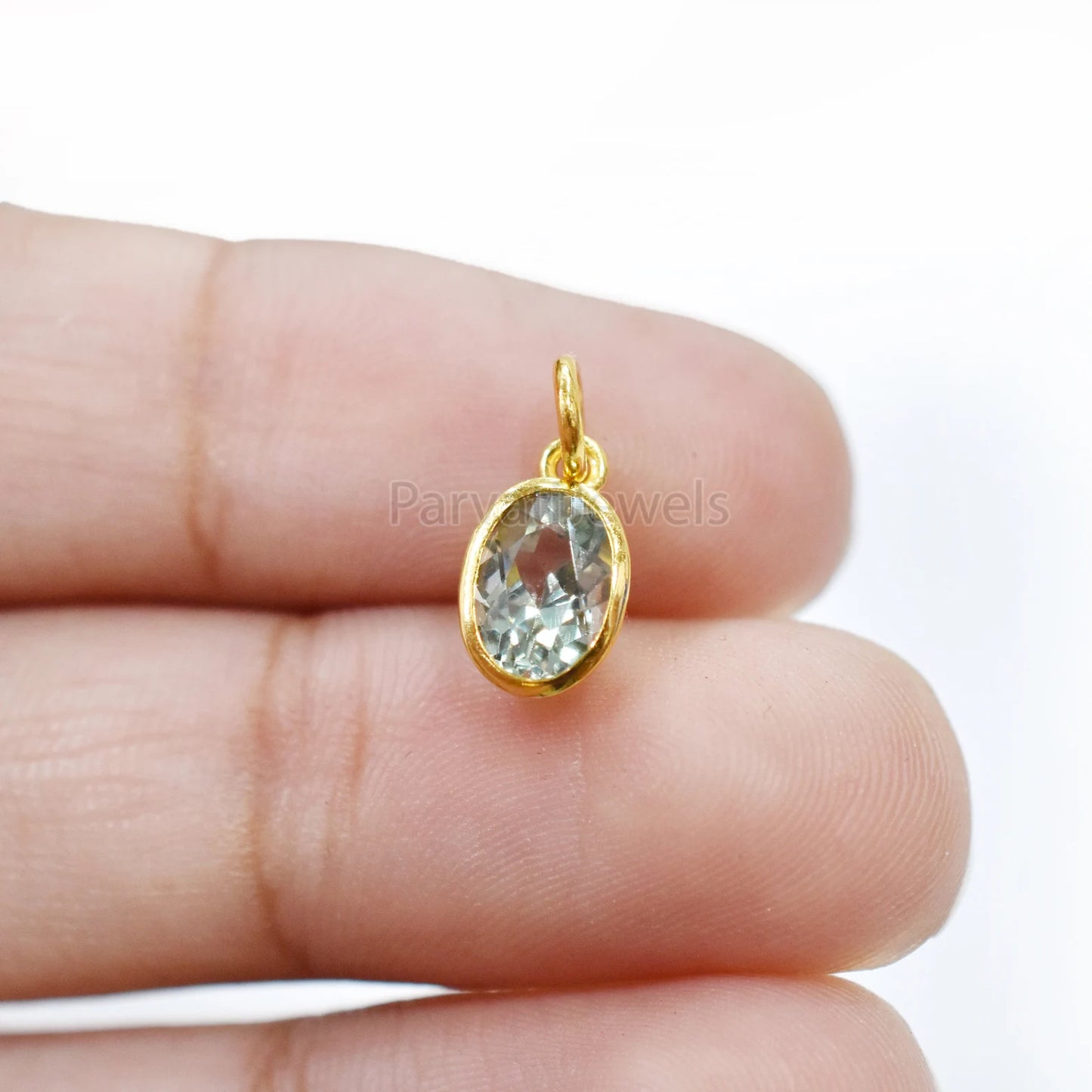 Very beautiful Natural Green Aquamarine Solid Gold Charm, 14k & 18k Solid Gold Charm, Green Aqua Gold Charm Pendant, Handmade Gold Charm