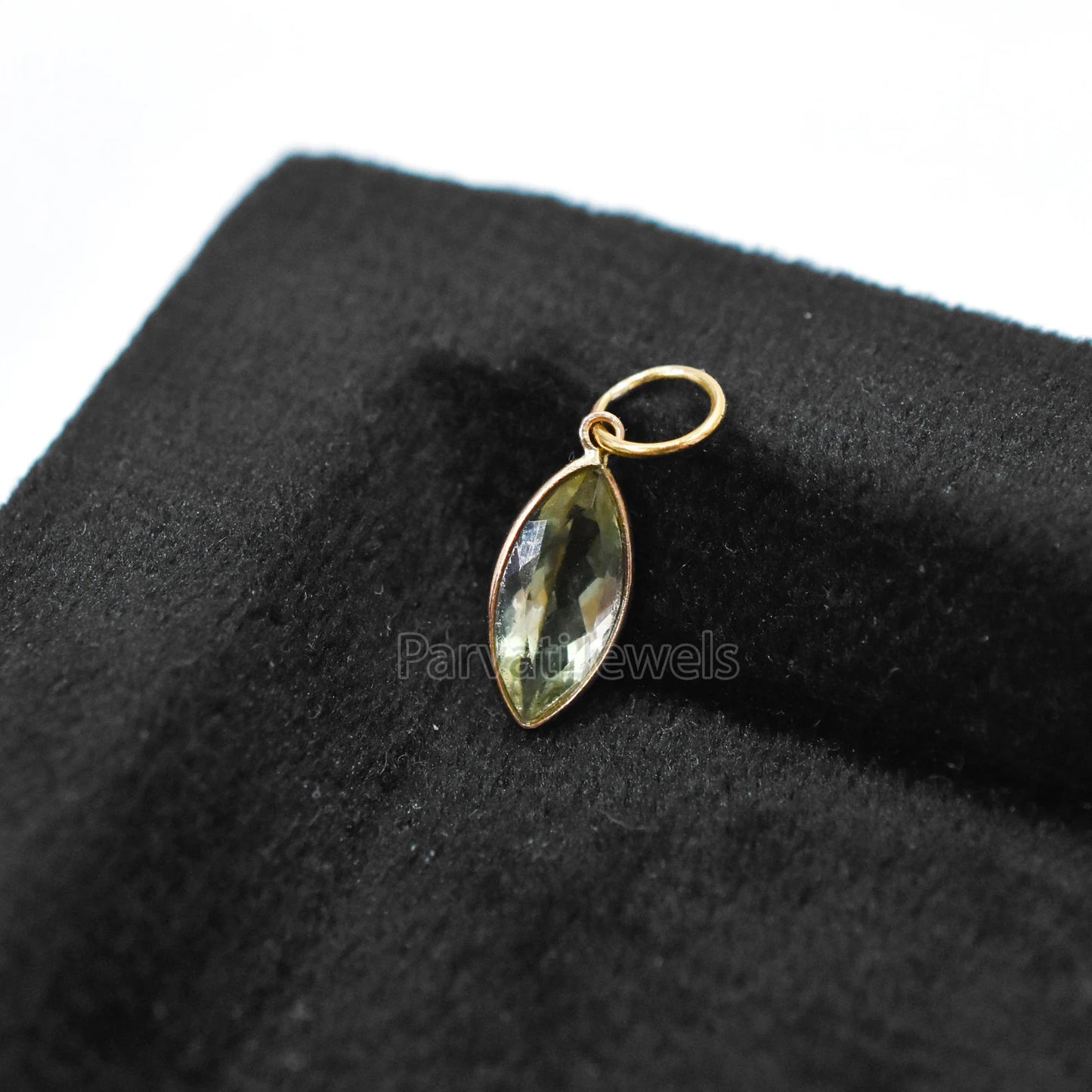 18k Solid Gold Green Aquamarine Charm, 18k Solid Gold Charm, Green Aquamarine 18K Gold Charm Pendant, Gift Jewelry, Handmade Charm