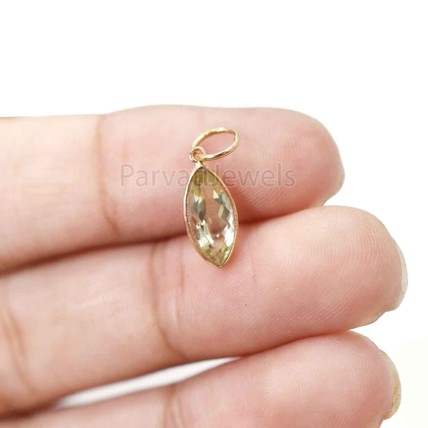 18k Solid Gold Green Aquamarine Charm, 18k Solid Gold Charm, Green Aquamarine 18K Gold Charm Pendant, Gift Jewelry, Handmade Charm