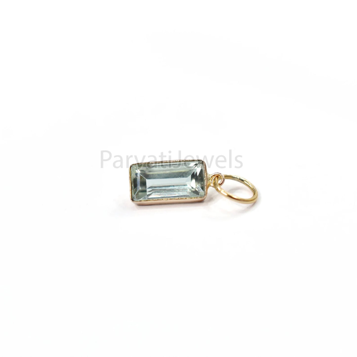 1 Pc Green Aquamarine 18K Solid Gold Charm, 18k Solid Gold Charm, Green Aquamarine Gold Charm Pendant, Minimalist Handmade Gold Charm
