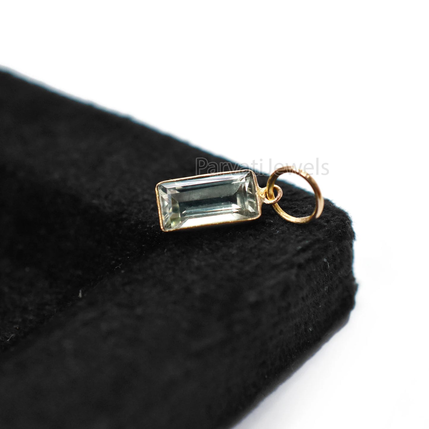 1 Pc Green Aquamarine 18K Solid Gold Charm, 18k Solid Gold Charm, Green Aquamarine Gold Charm Pendant, Minimalist Handmade Gold Charm