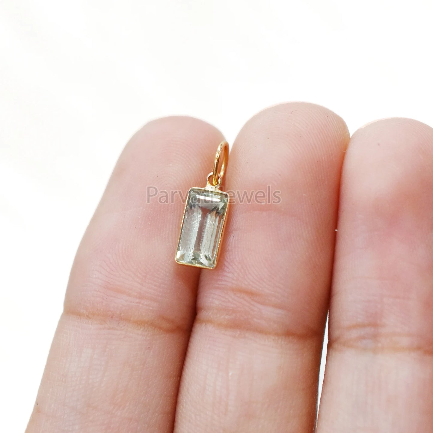 1 Pc Green Aquamarine 18K Solid Gold Charm, 18k Solid Gold Charm, Green Aquamarine Gold Charm Pendant, Minimalist Handmade Gold Charm